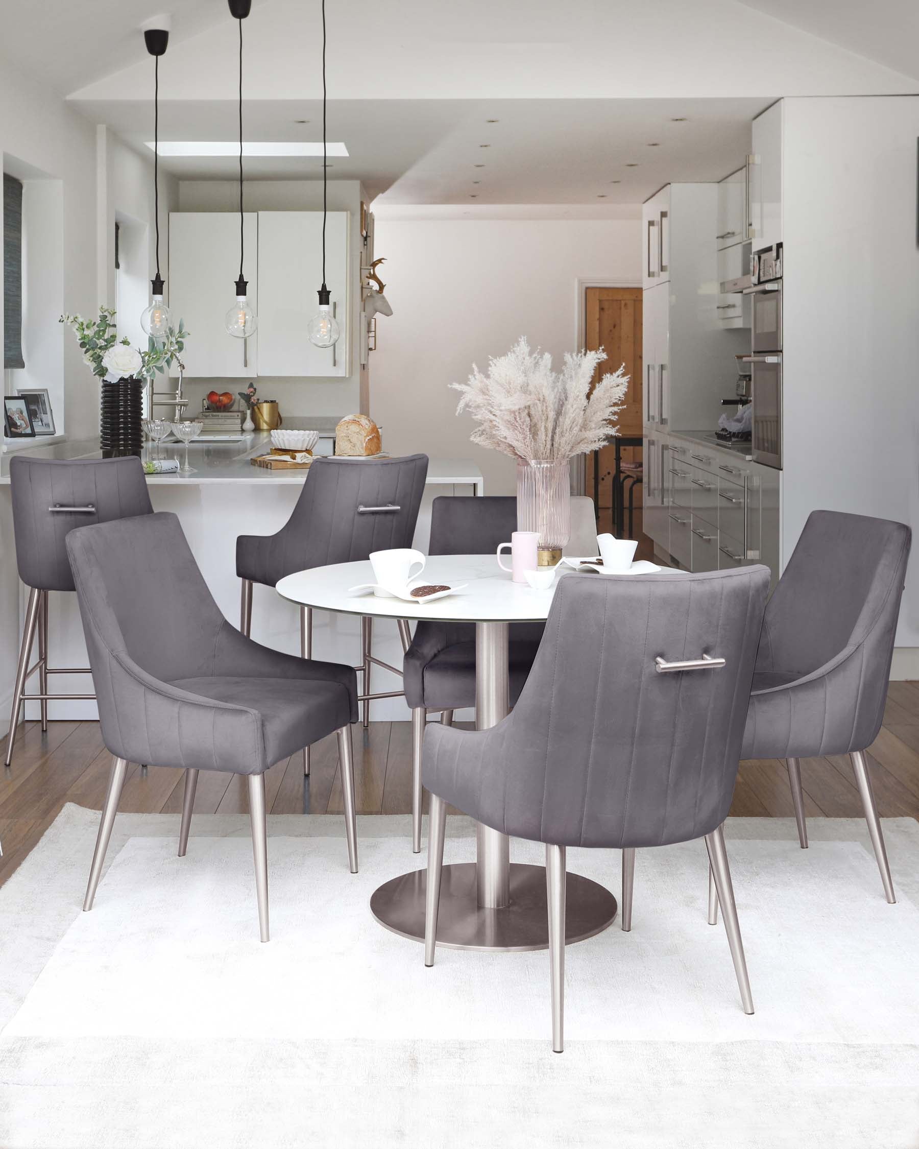 Juliana Dark Grey Velvet With Stainless Steel Dining Chair