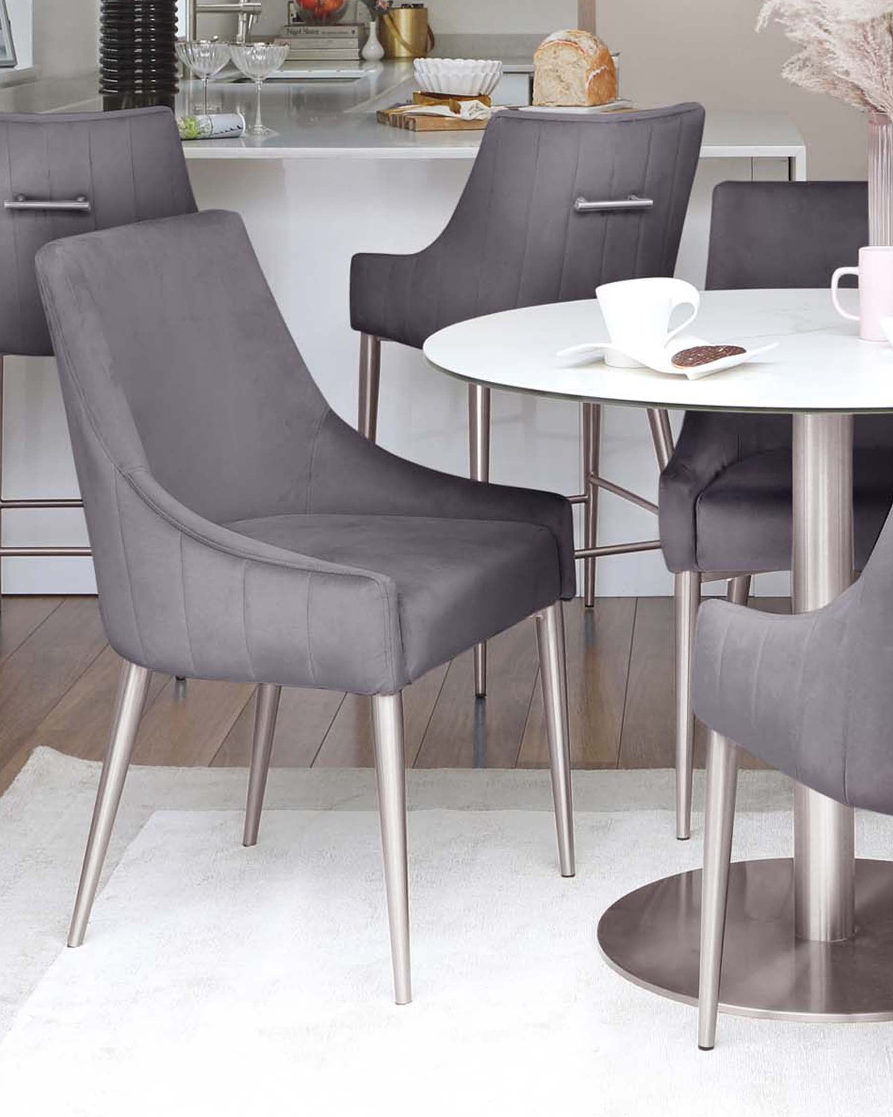 Juliana Dark Grey Velvet With Stainless Steel Dining Chair