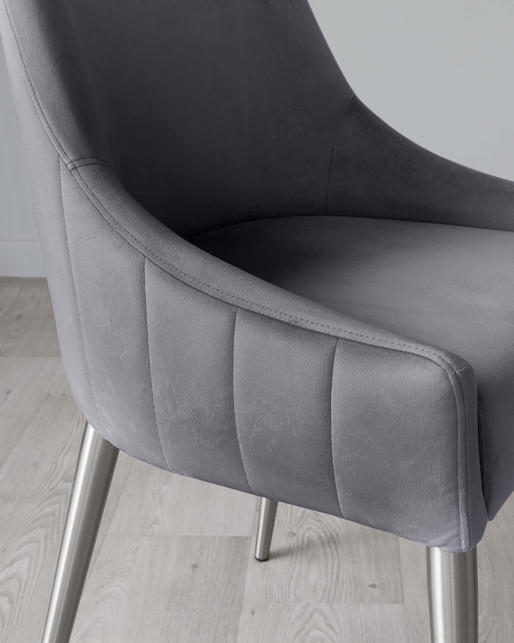 Juliana Dark Grey Velvet With Stainless Steel Dining Chair