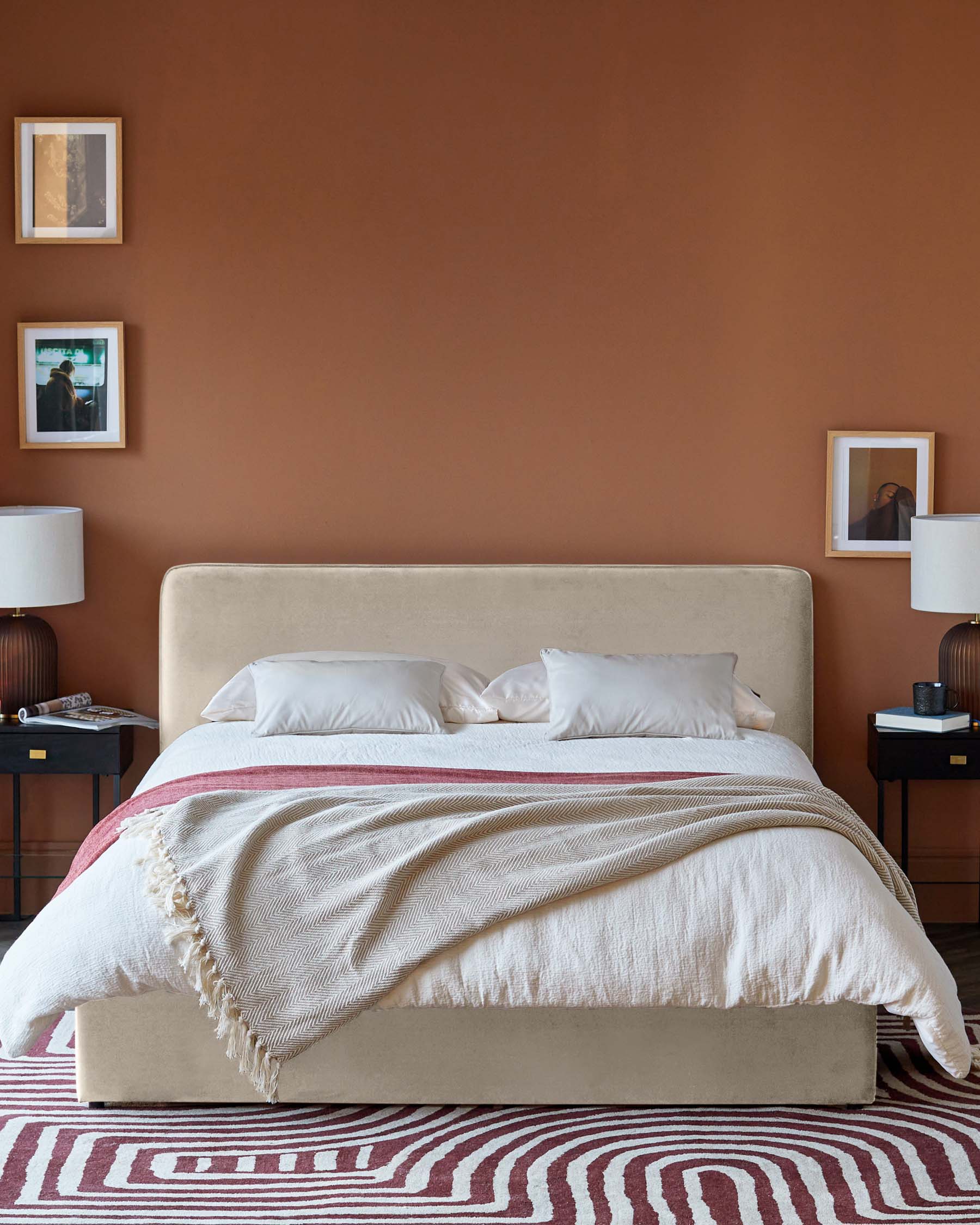 Turin champagne recycled velvet double ottoman storage bed