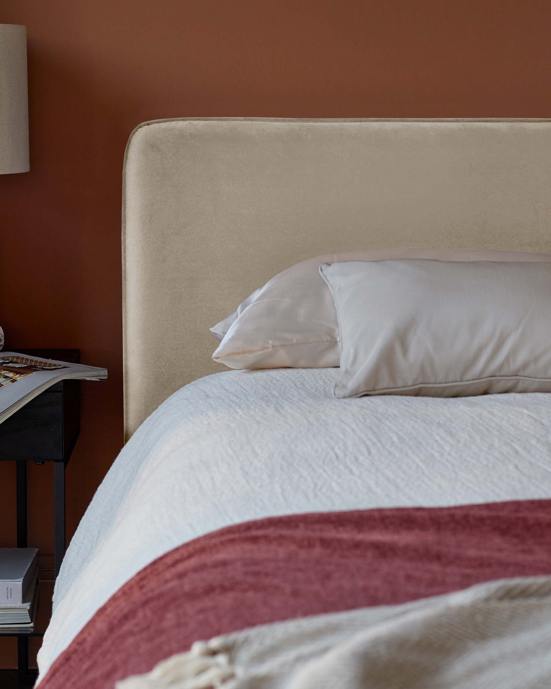 Turin champagne recycled velvet double ottoman storage bed