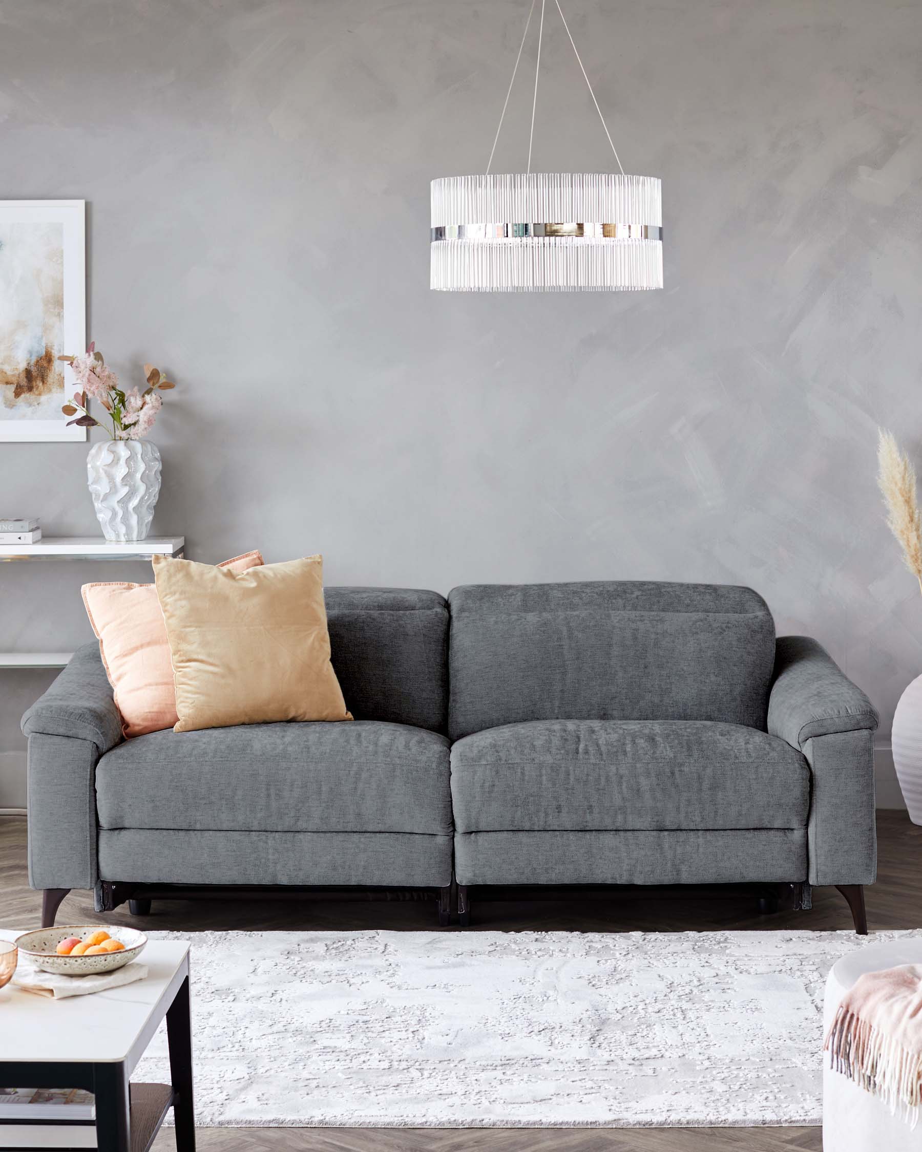 Serene blue grey chenille 3 seater recliner sofa