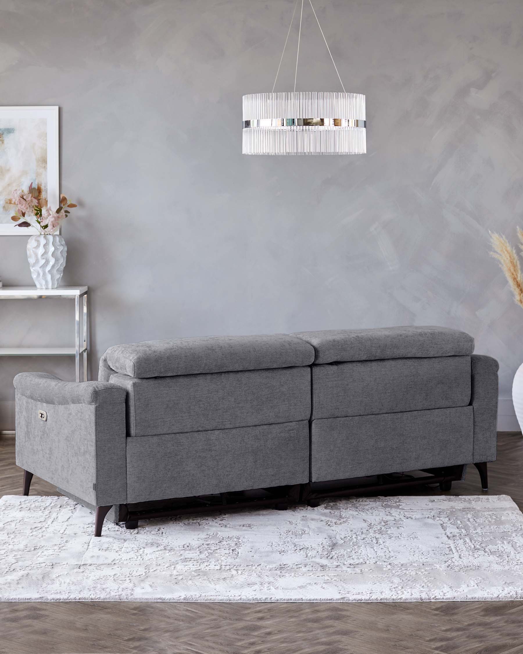 Serene blue grey chenille 3 seater recliner sofa