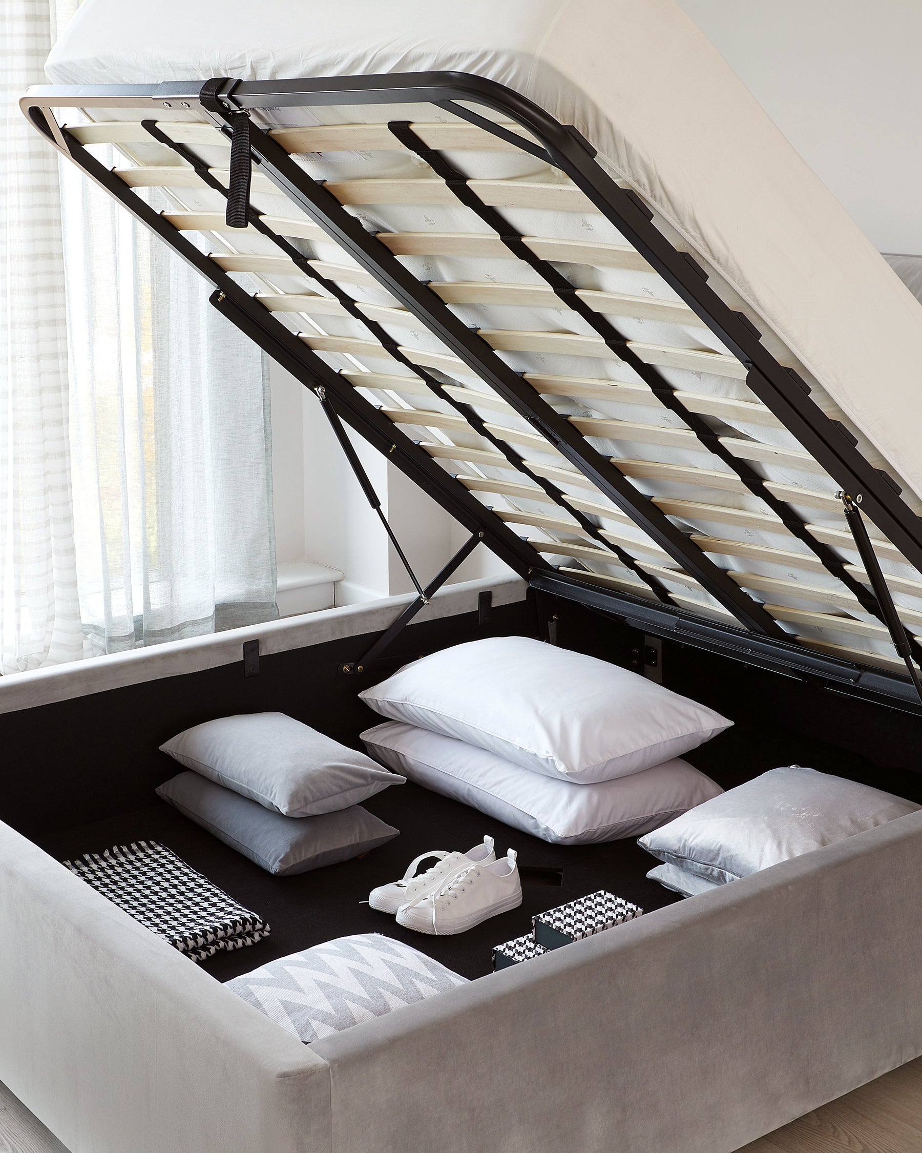 Siesta Grey Velvet Super King Size Ottoman Storage Bed