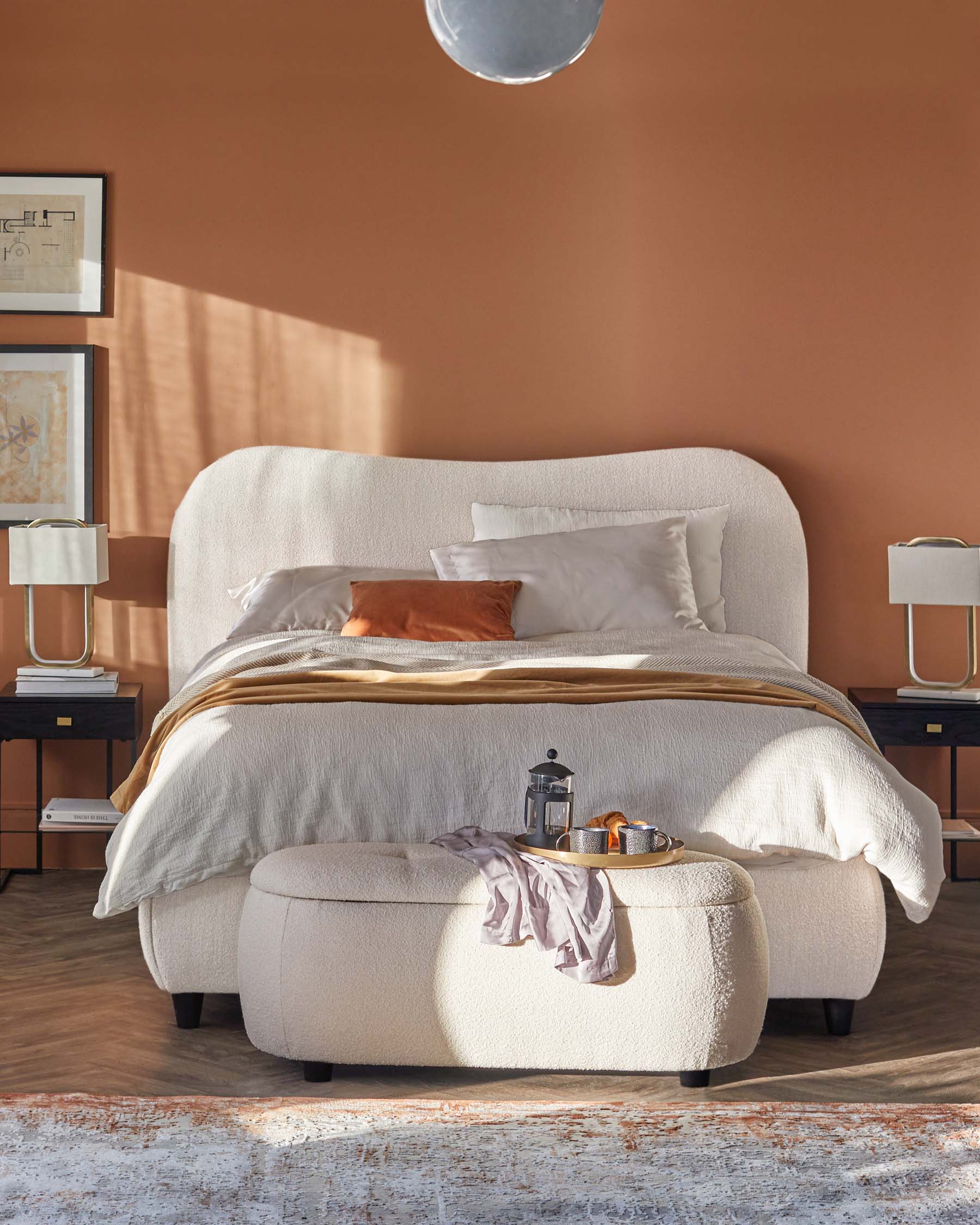 Lani ivory boucle king ottoman storage bed