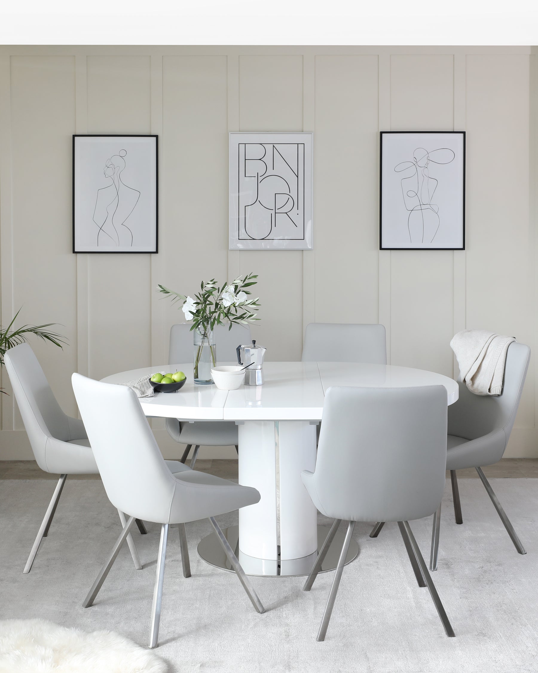 Theo Light Grey Faux Leather Dining Chair