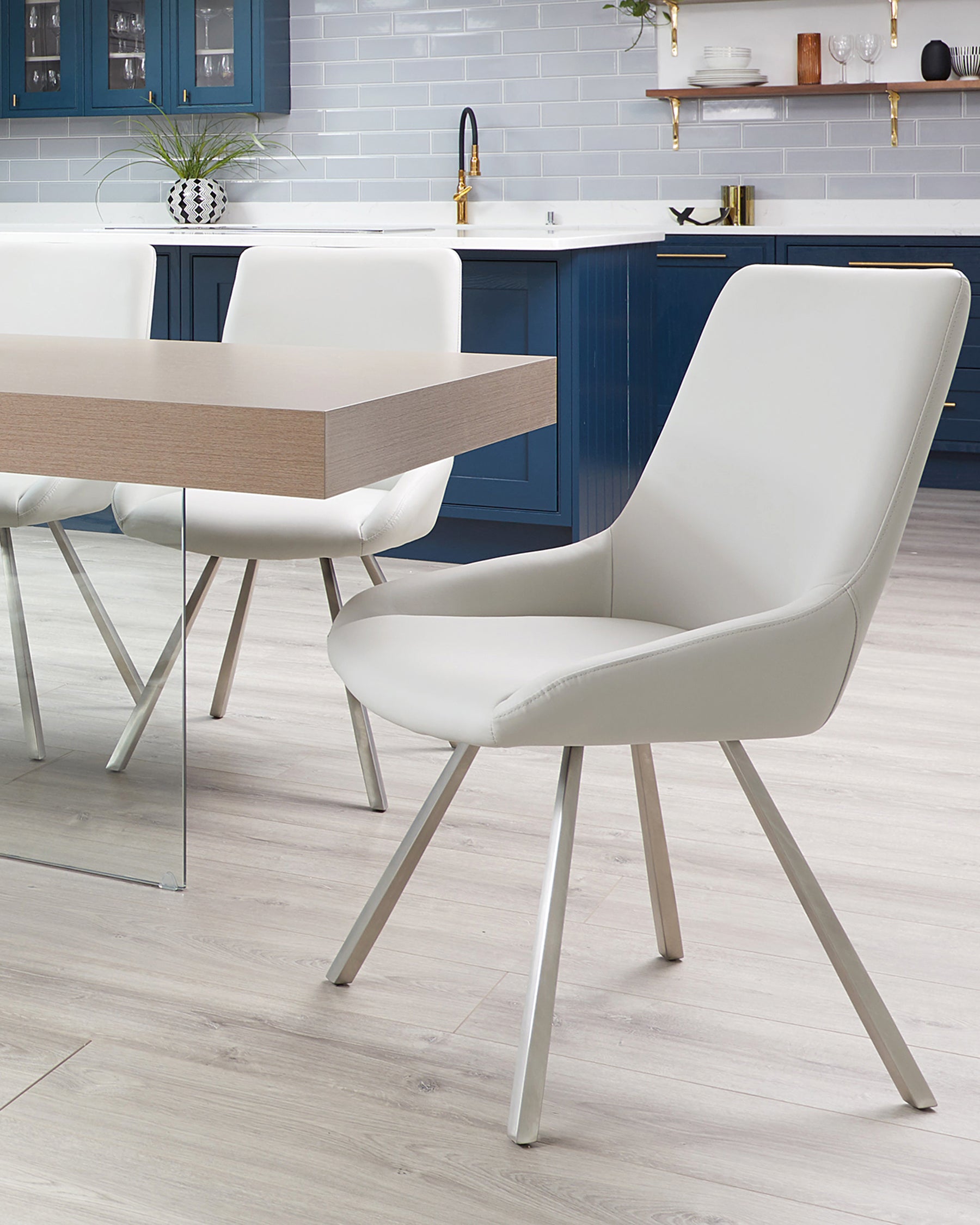 Theo Light Grey Faux Leather Dining Chair