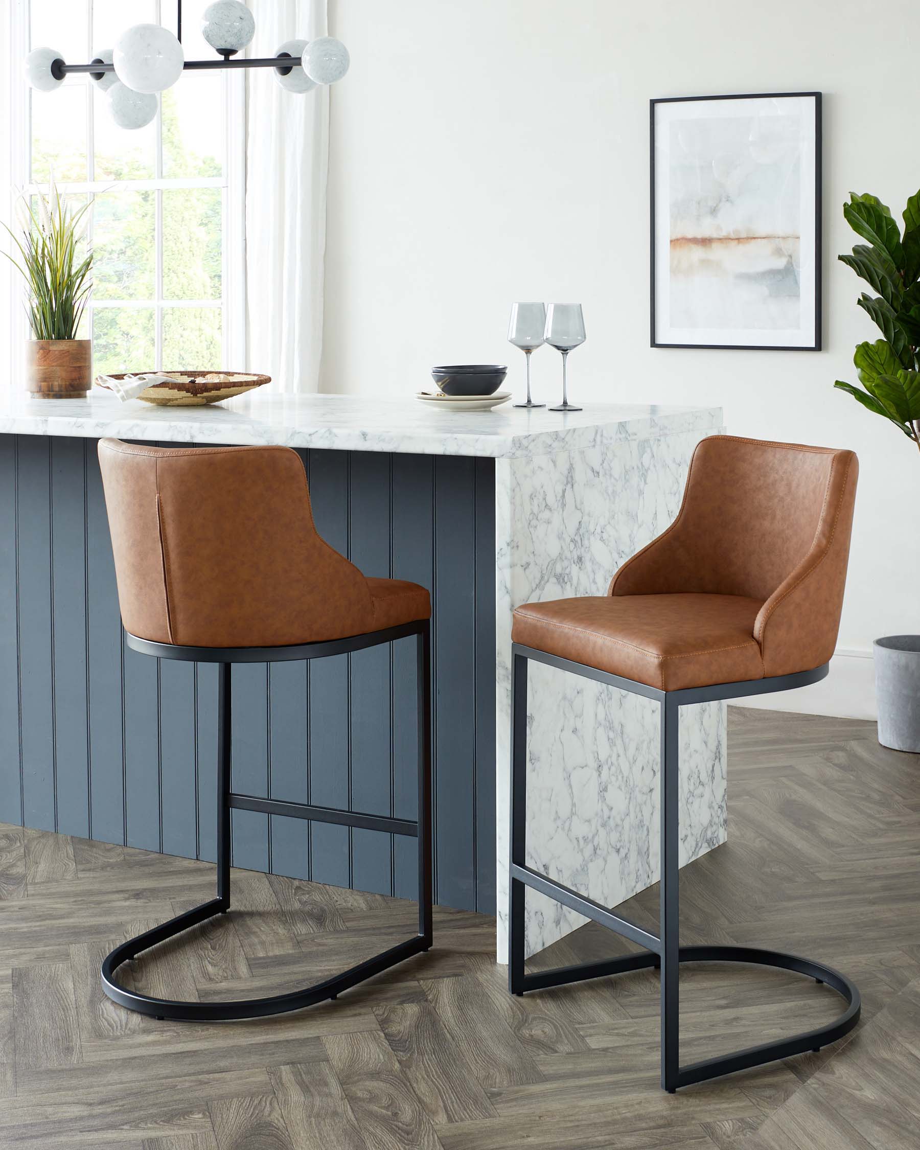Form Tan Faux Leather Bar stool