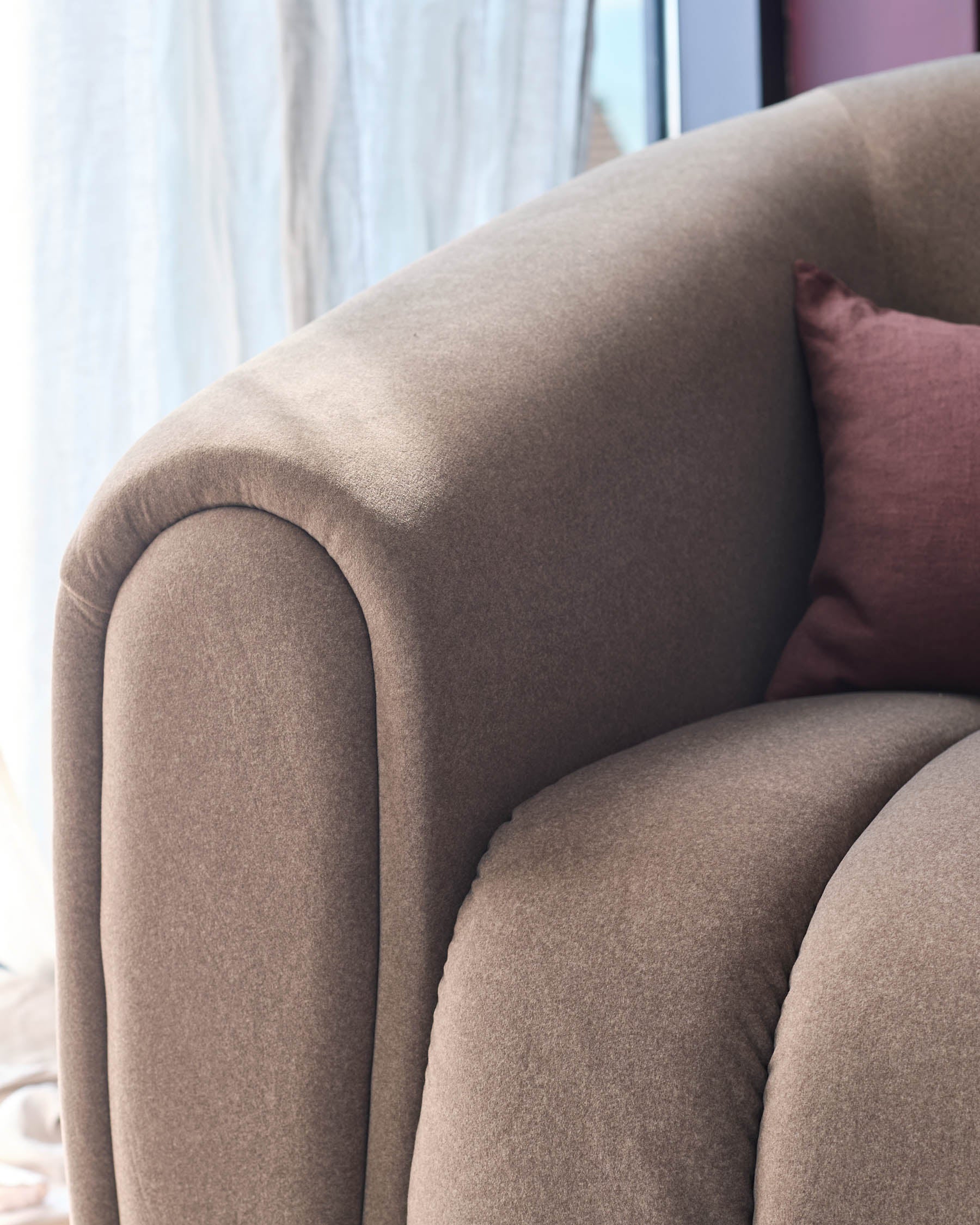 Kendra mocha fabric 3 seater sofa