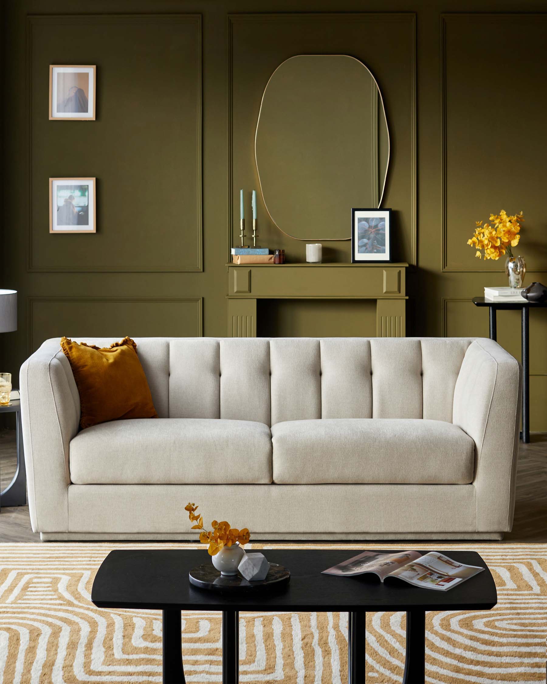 Valentina natural chenille 3 seater sofa