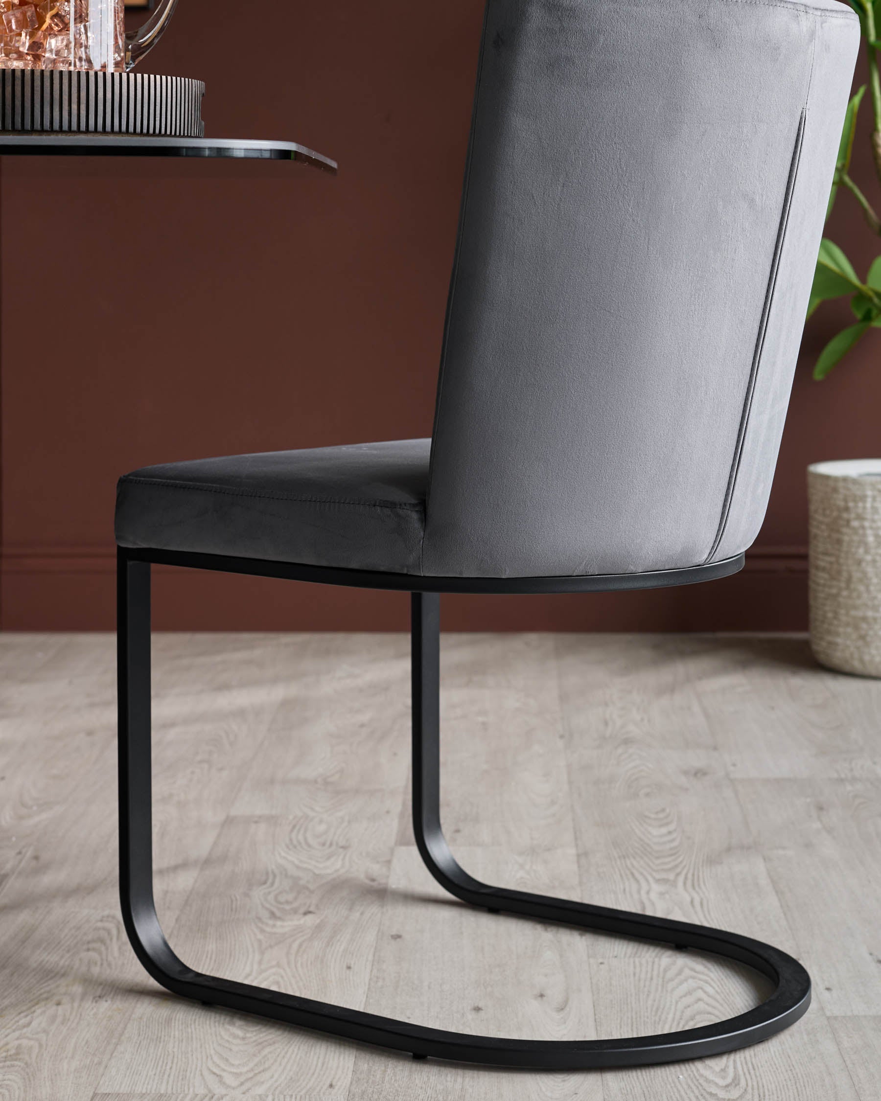 Form Dark Grey Velvet Dining Chair