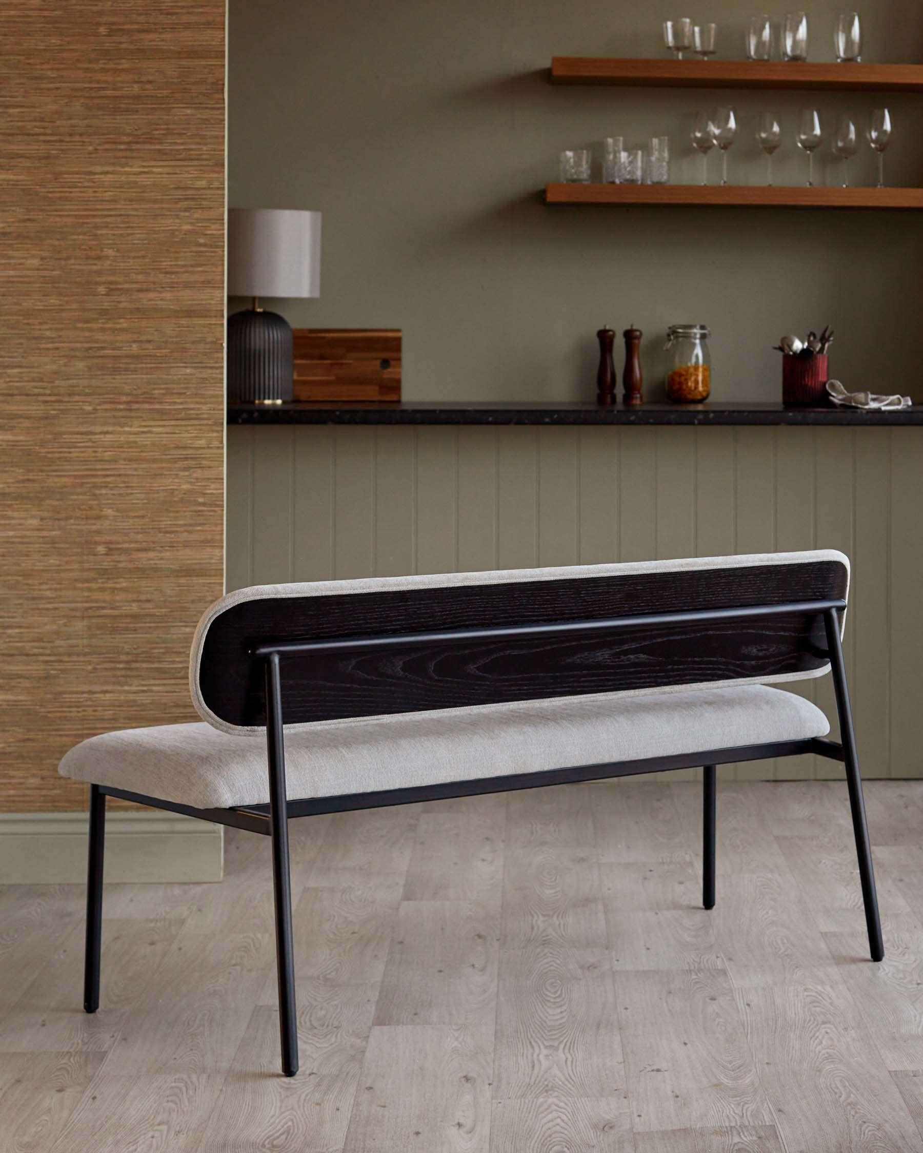 Cree cream chenille 3 seater dining bench