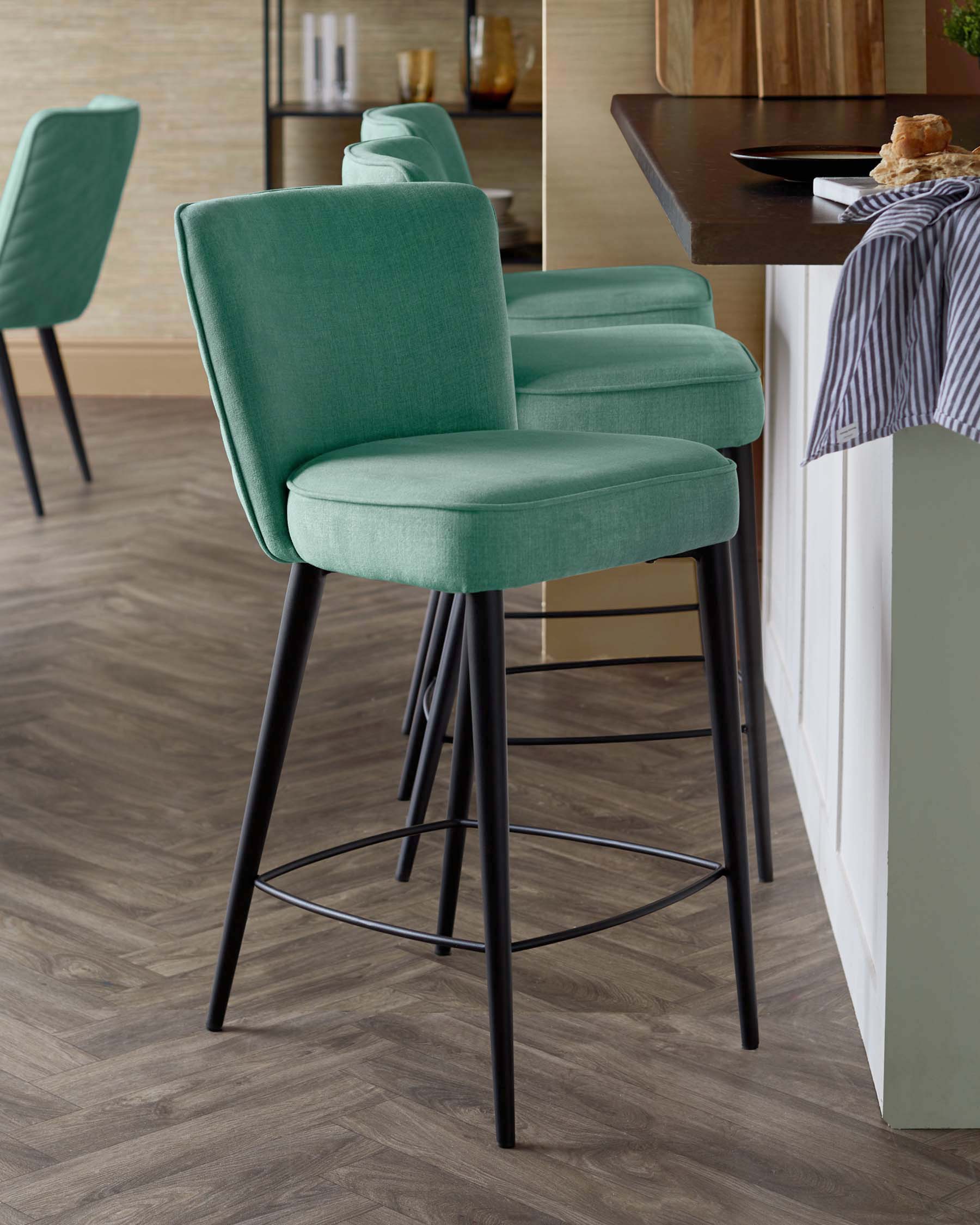Serena sage green chenille bar stool