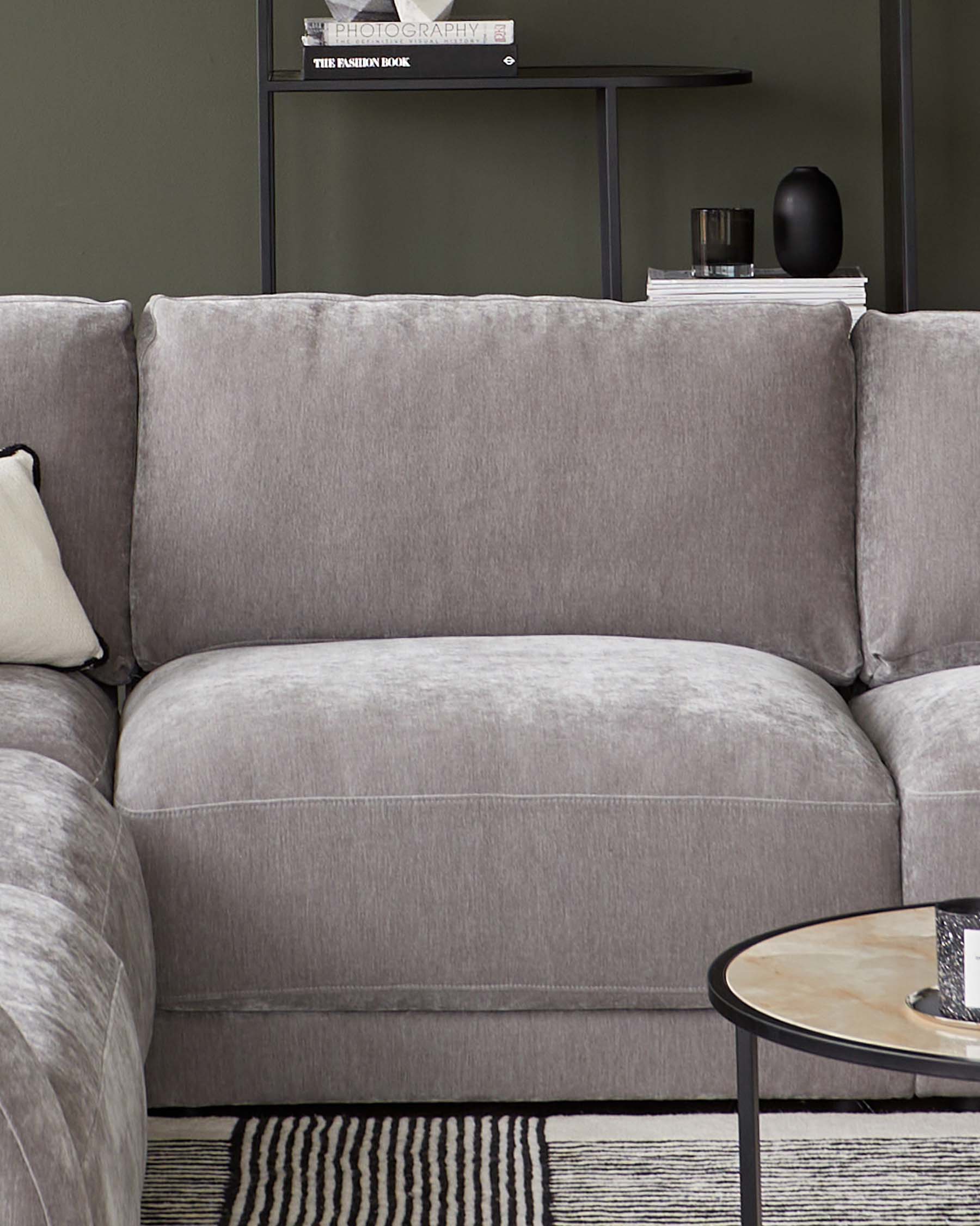 Casey mid grey fabric single sofa module
