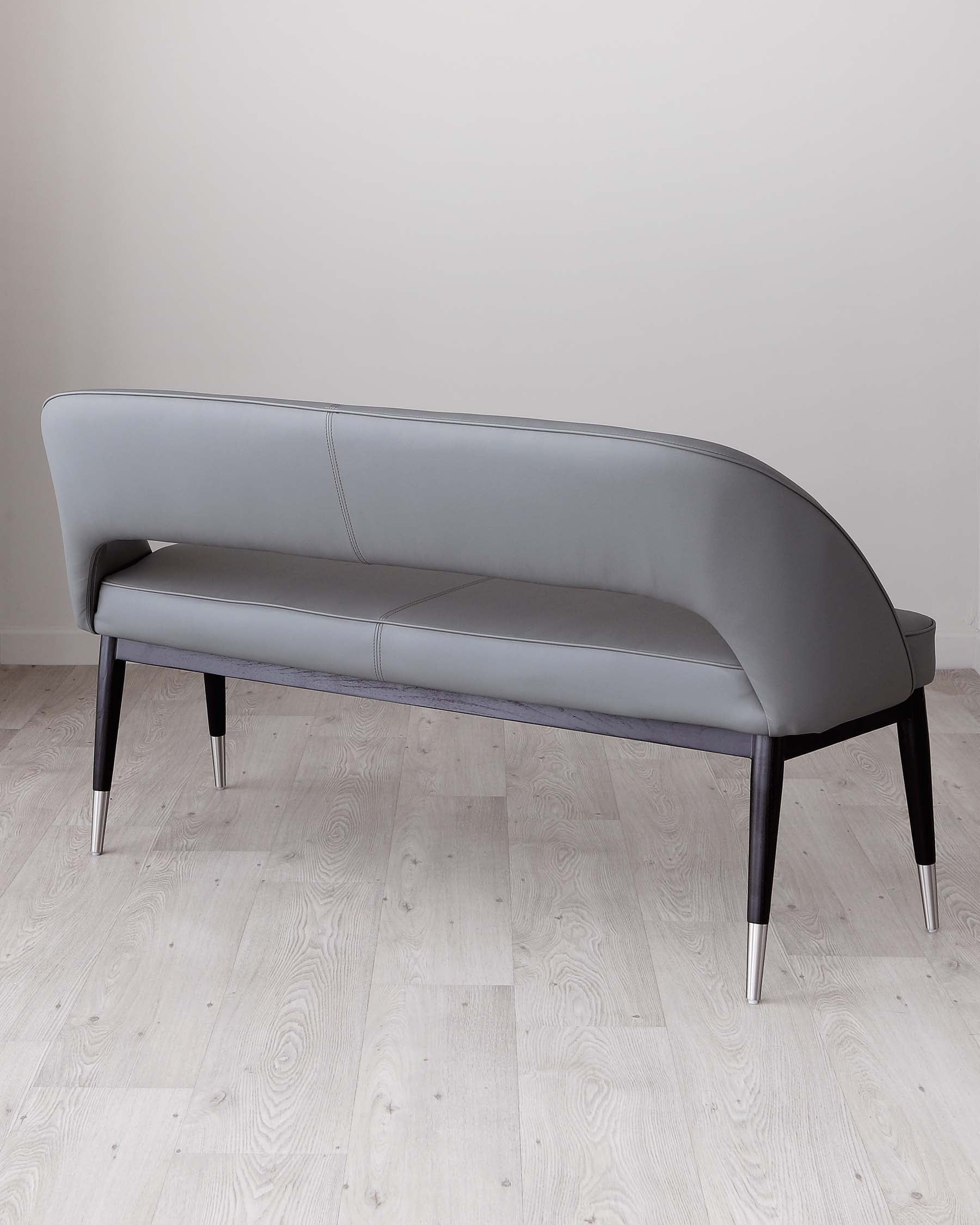Clover Mid Grey Faux Leather & Stainless Steel Dining Bench With Backrest