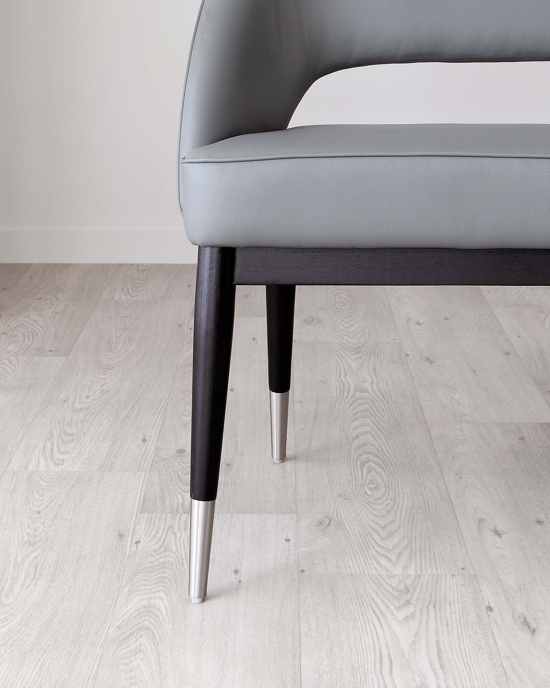 Clover Mid Grey Faux Leather & Stainless Steel Dining Bench With Backrest