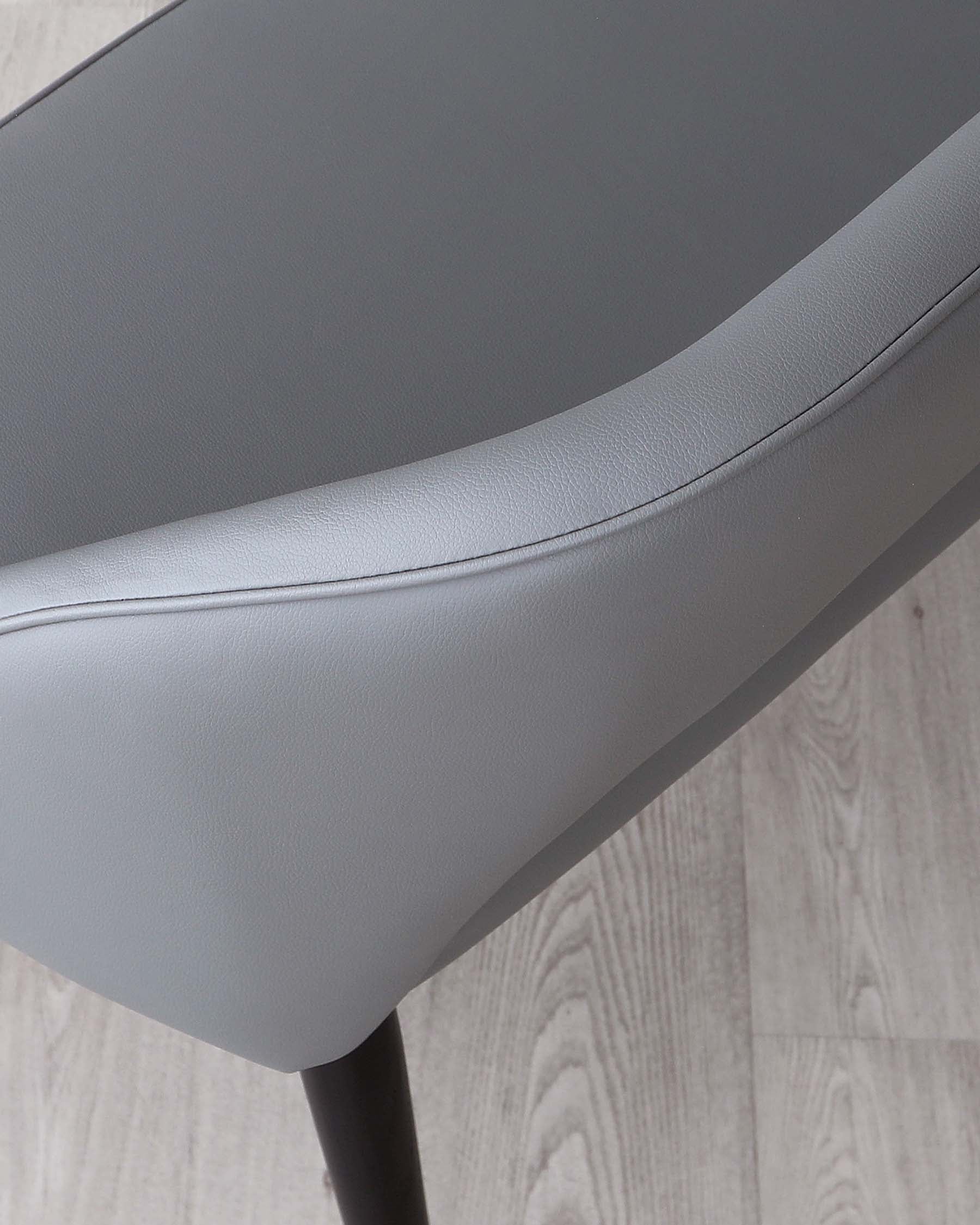 Clover Mid Grey Faux Leather & Stainless Steel Dining Bench With Backrest