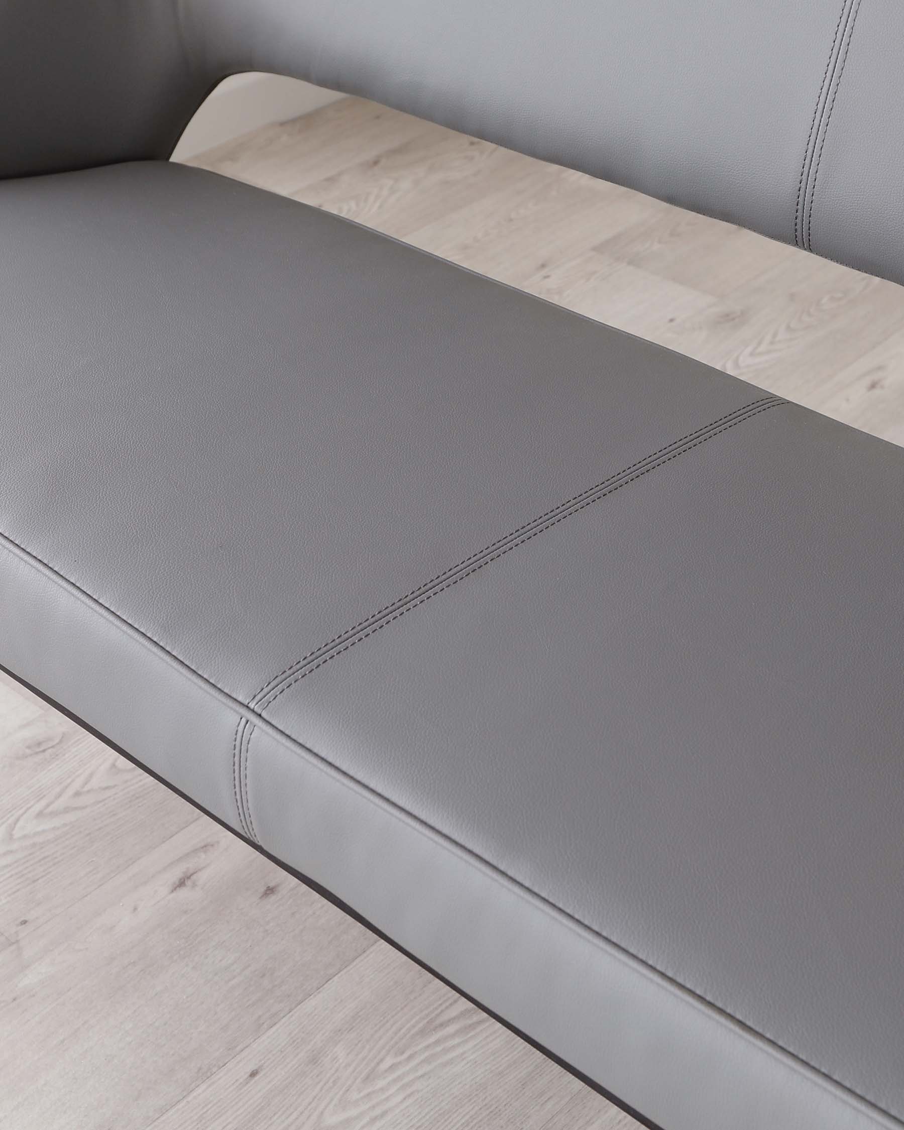 Clover Mid Grey Faux Leather & Stainless Steel Dining Bench With Backrest