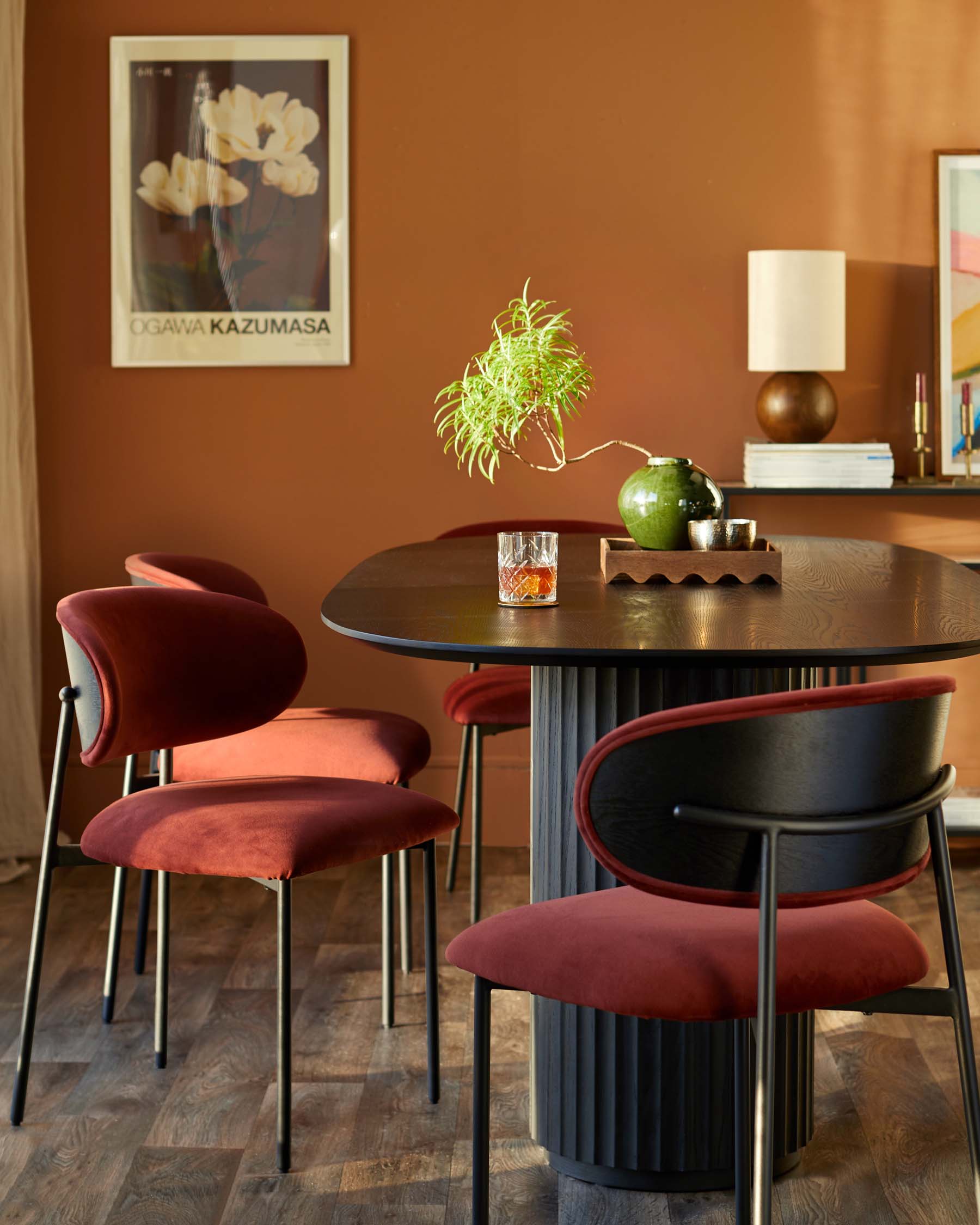 Cree toffee red velvet dining chair