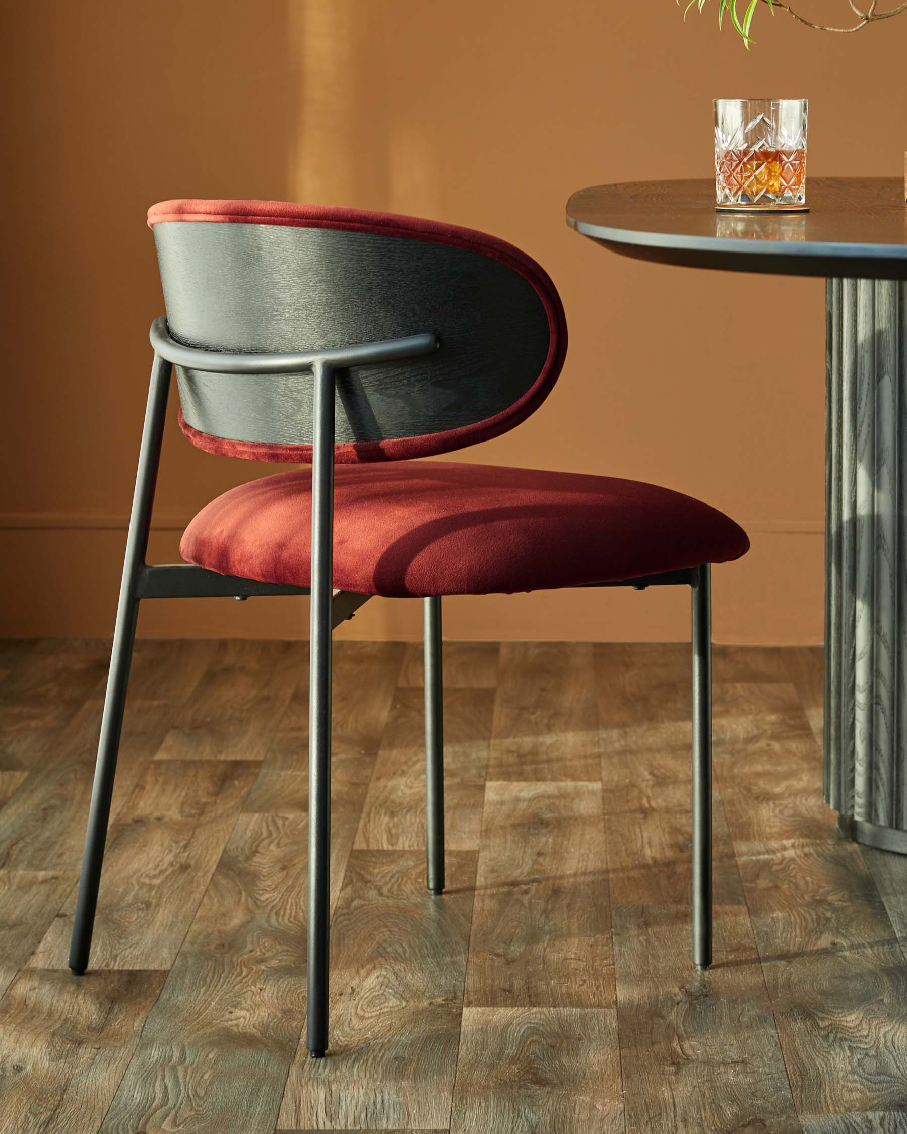 Cree toffee red velvet dining chair
