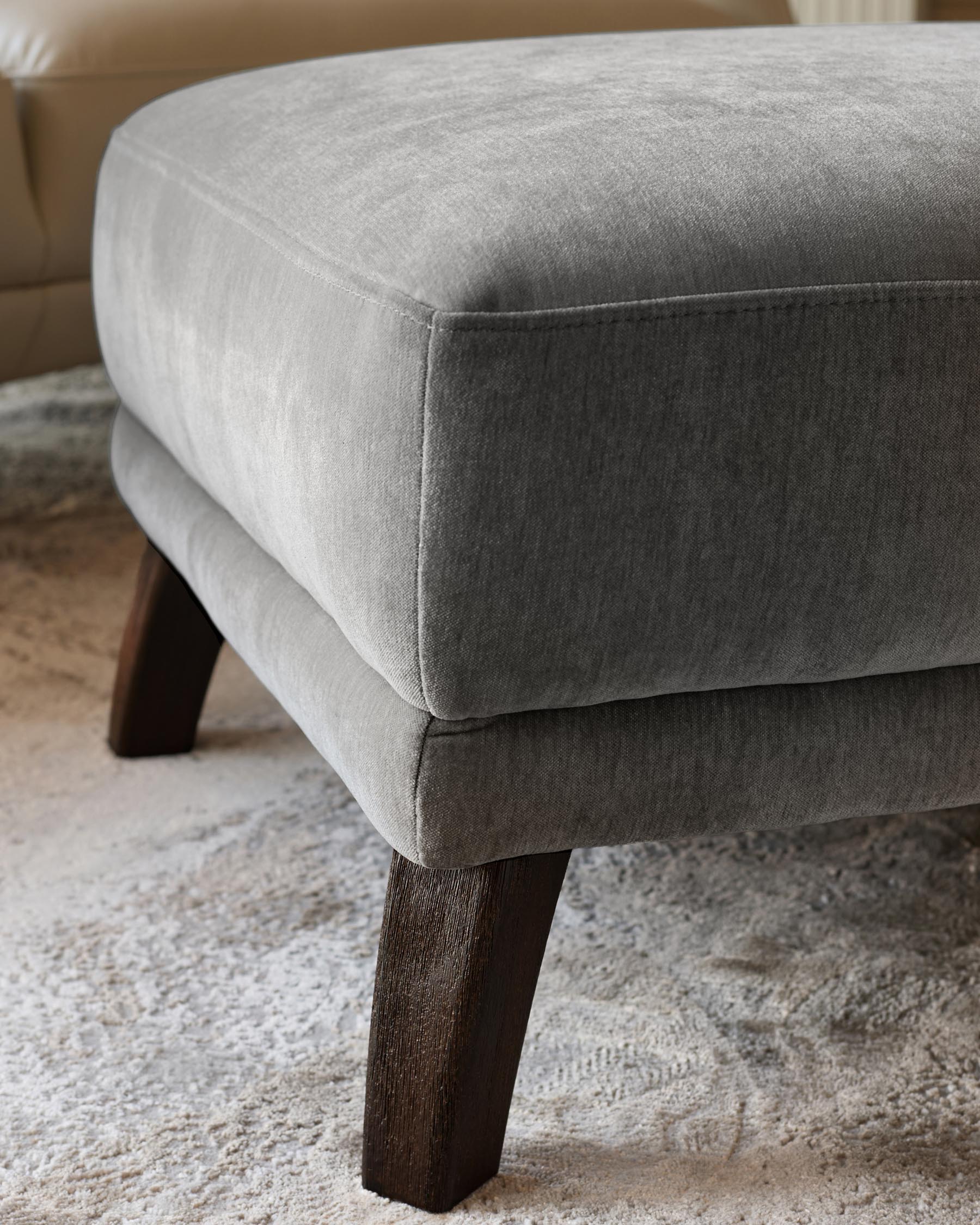 Luxe Modern Mid Grey Fabric Footstool