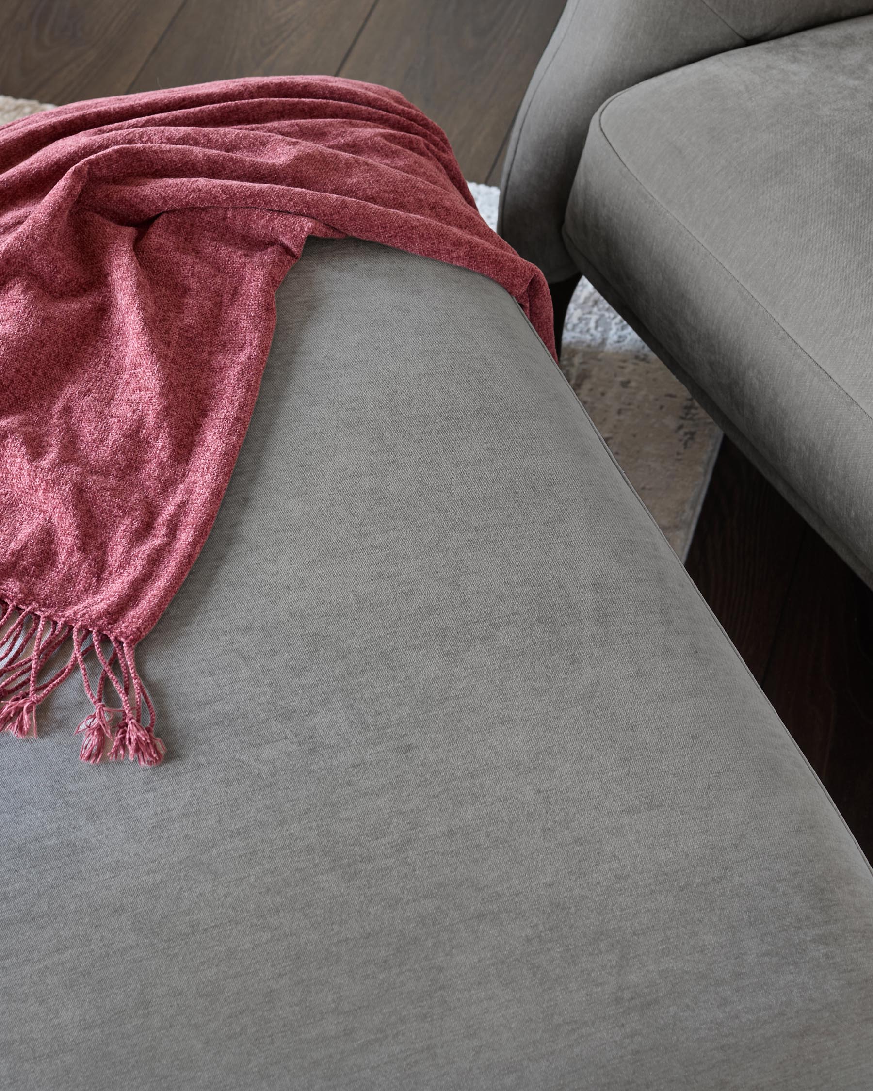 Luxe Modern Mid Grey Fabric Footstool