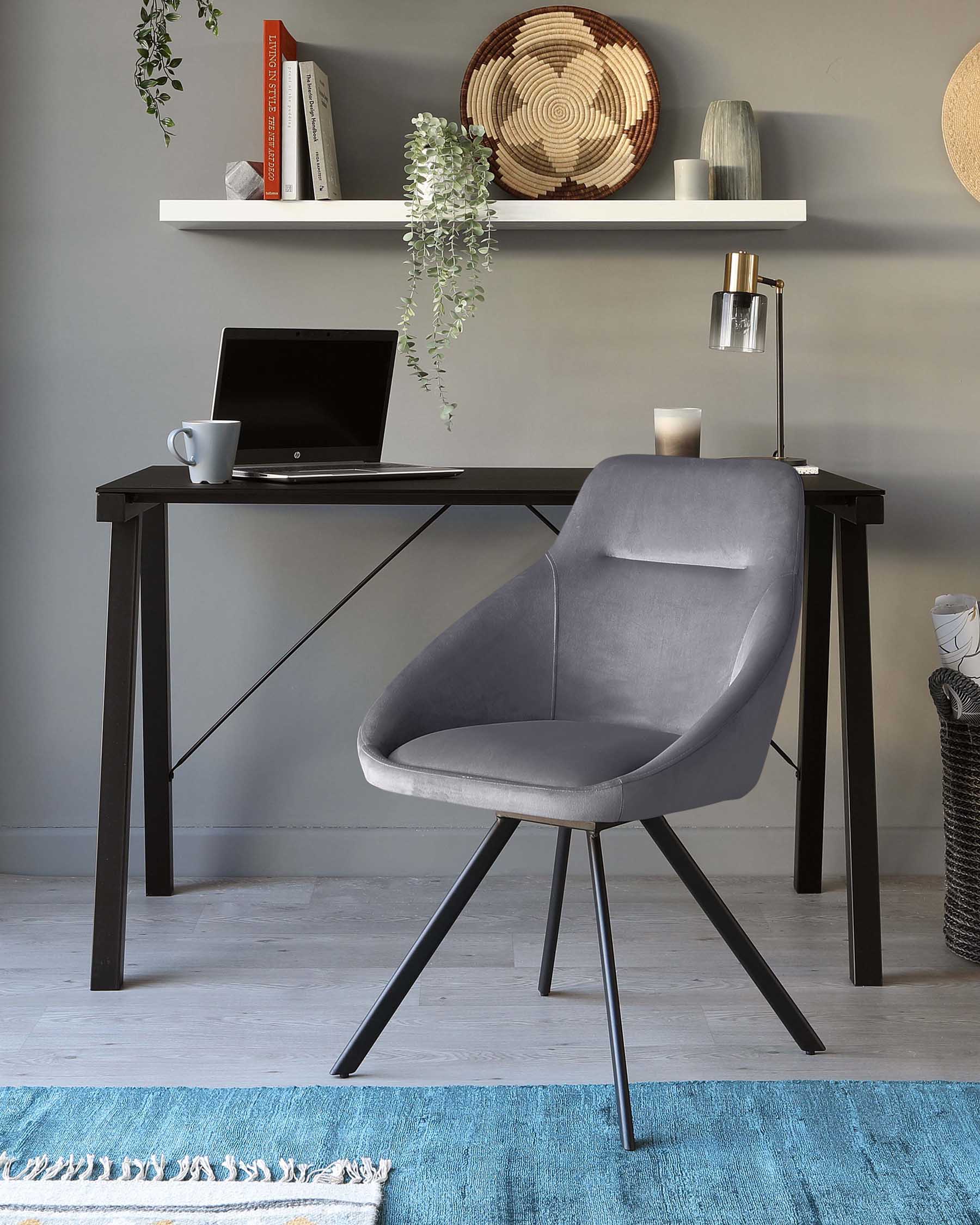 Cleo Dark Grey Velvet Swivel Chair