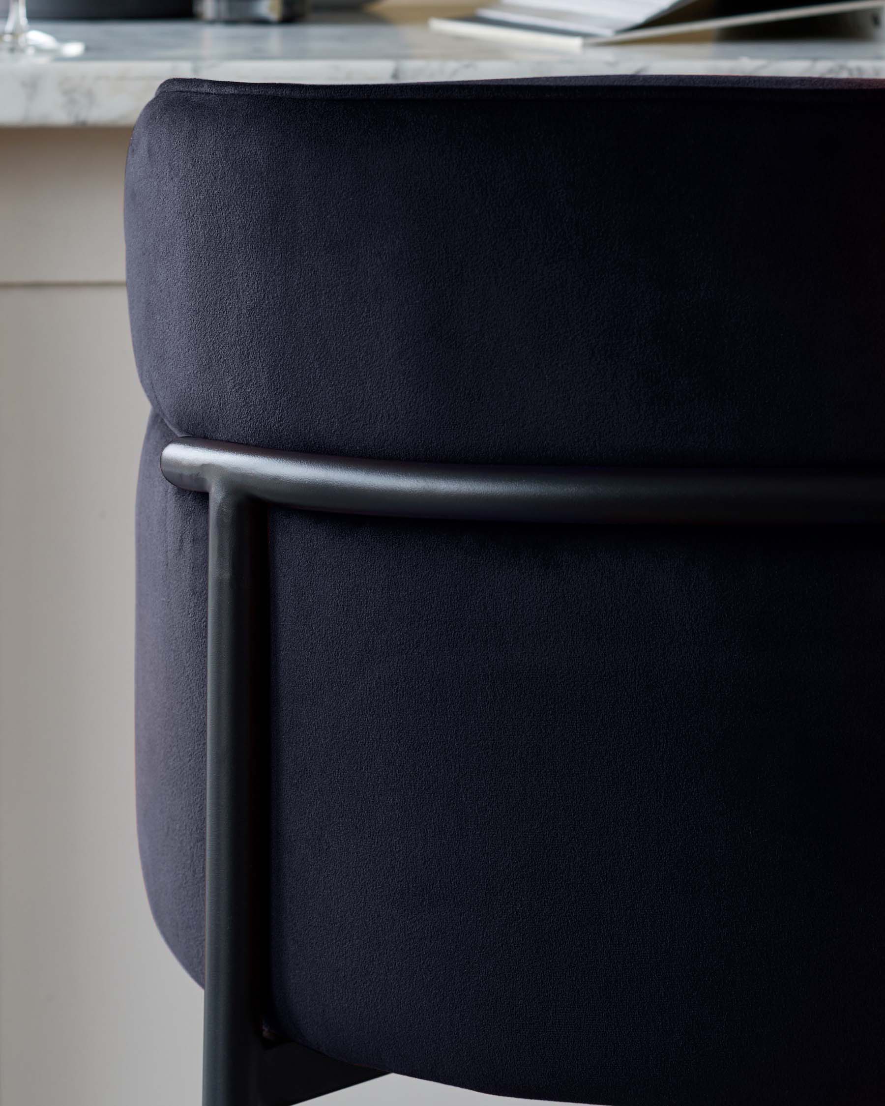 Felix dark navy velvet bar stool