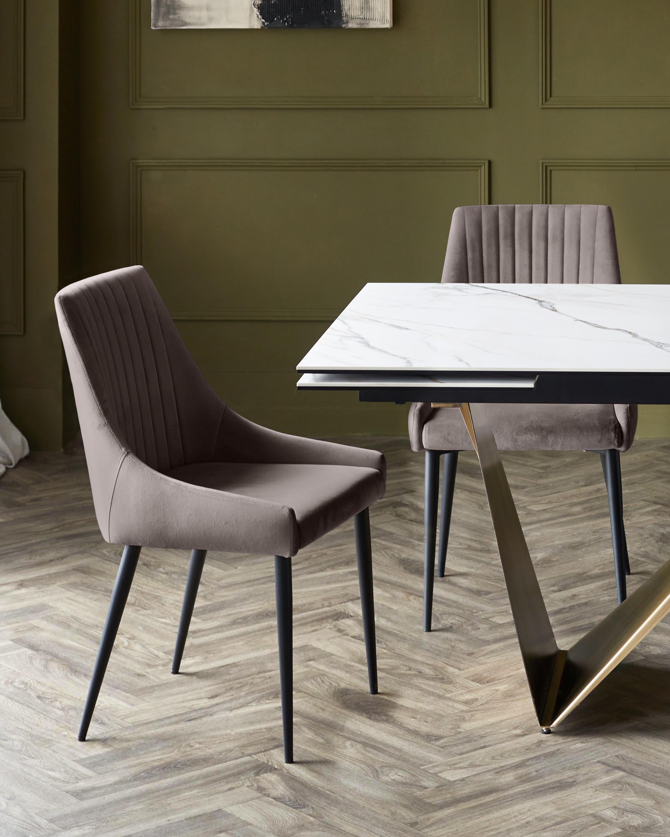 Blakely mocha velvet dining chair