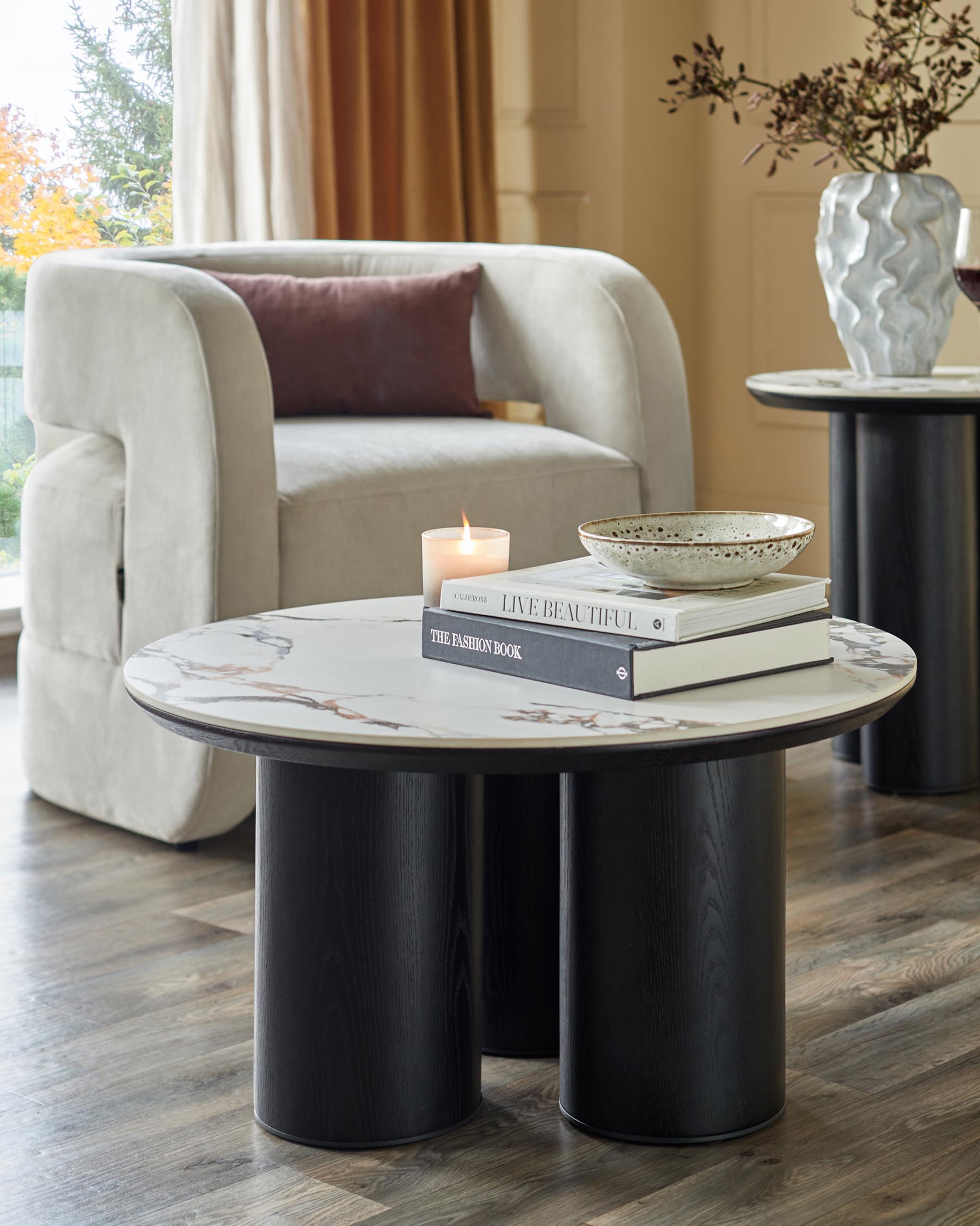 Lena white calacatta ceramic coffee table