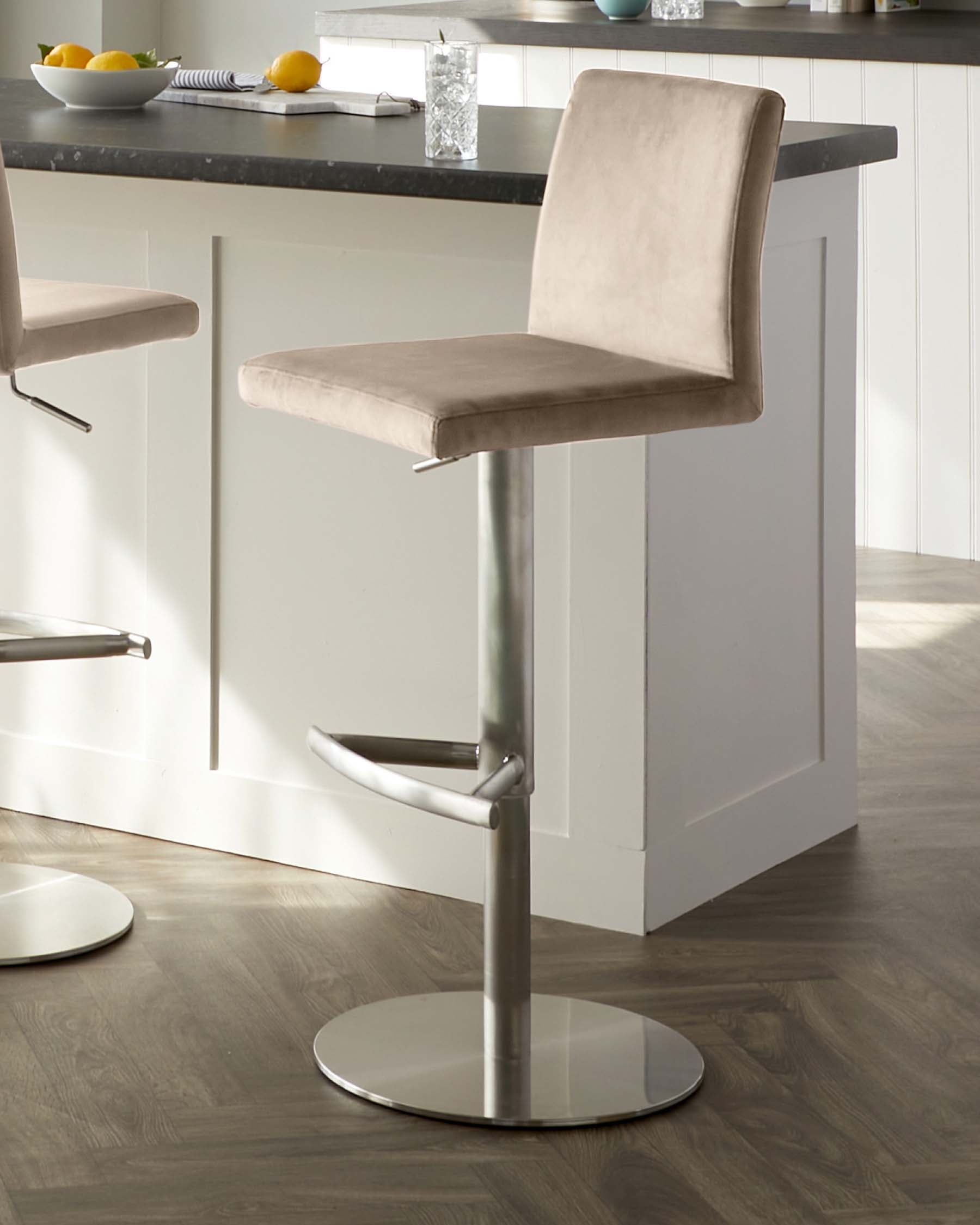 Lesley Champagne Velvet Gas Lift Bar Stool