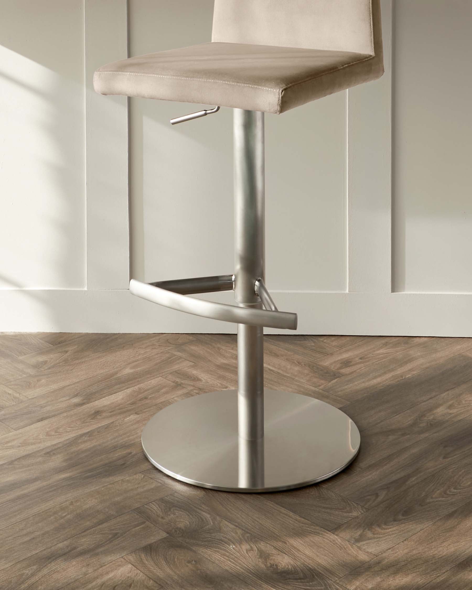 Lesley Champagne Velvet Gas Lift Bar Stool