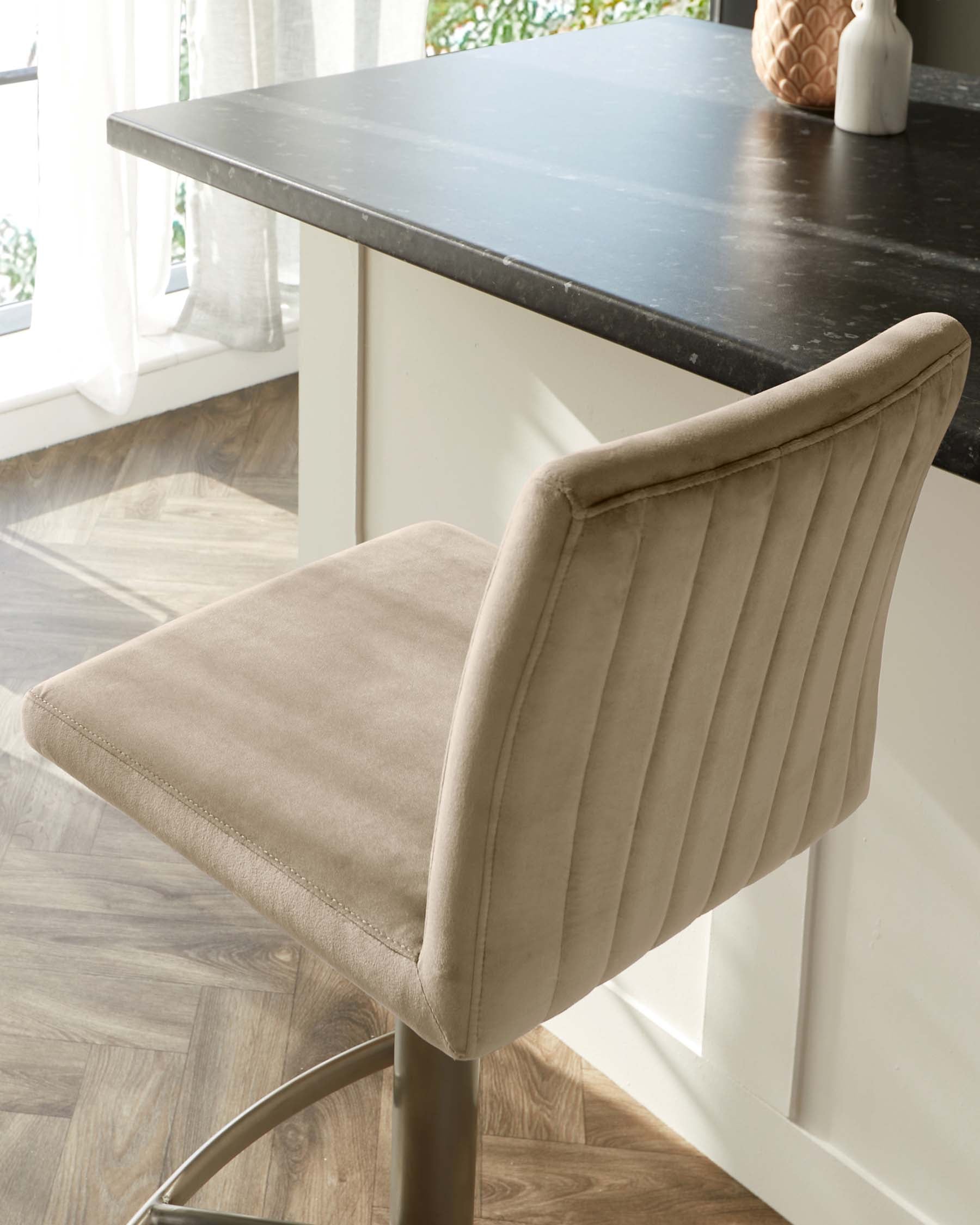 Lesley Champagne Velvet Gas Lift Bar Stool