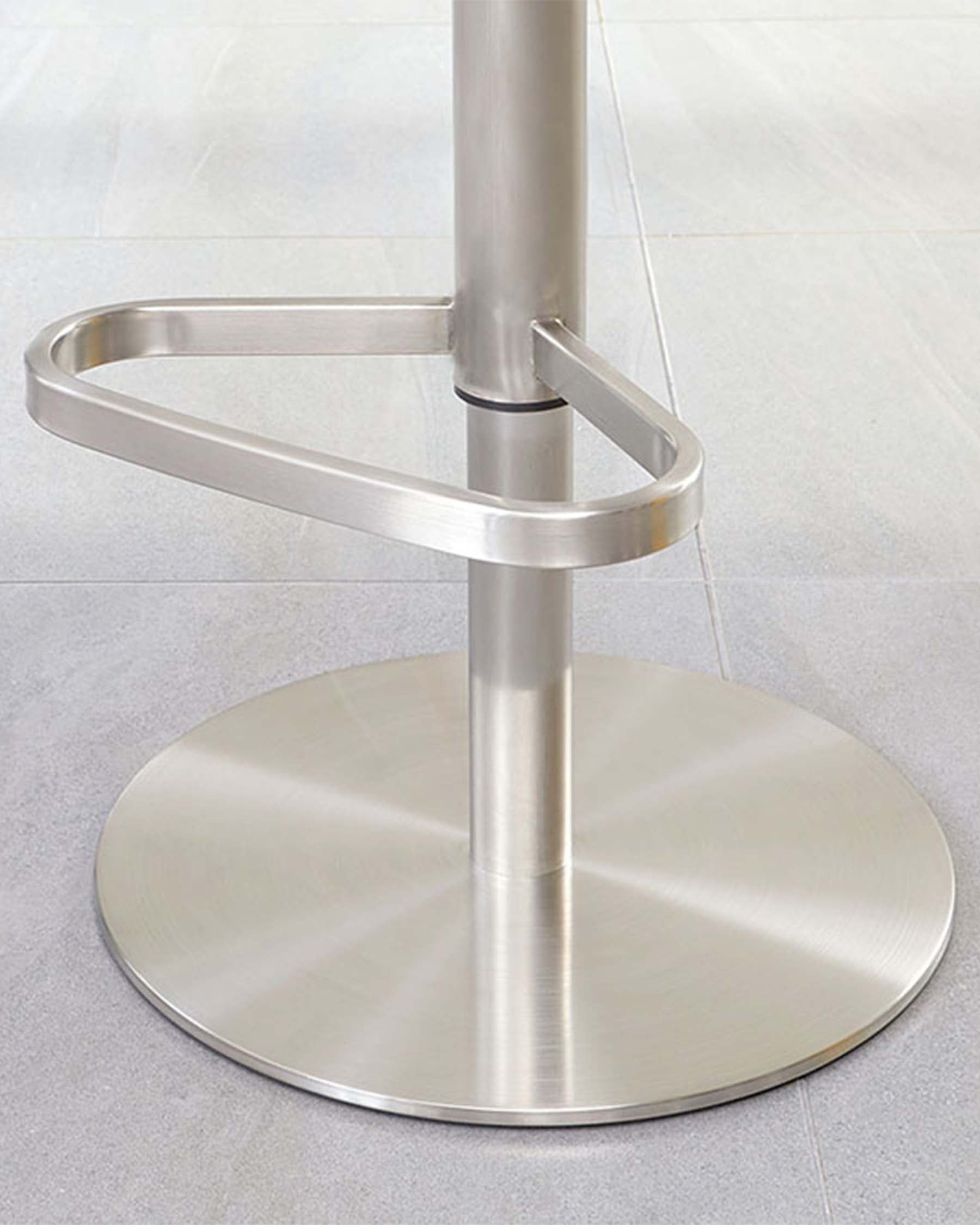 Lumos Mid Grey Faux Leather Stainless Steel Gas Lift Bar Stool