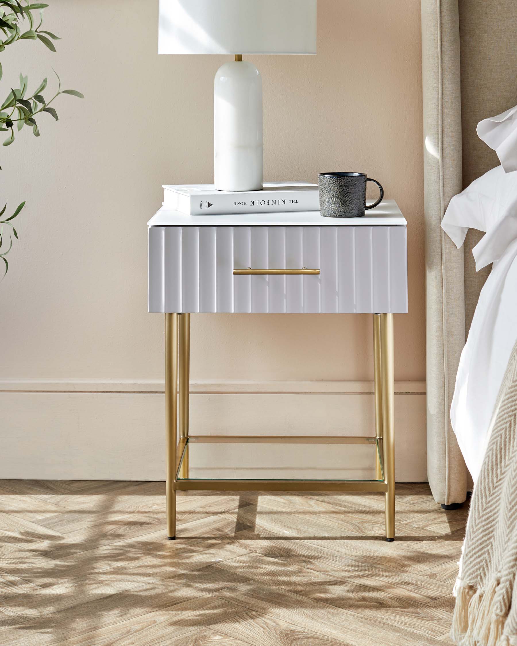 Albury Light Grey Bedside Table with single drawer