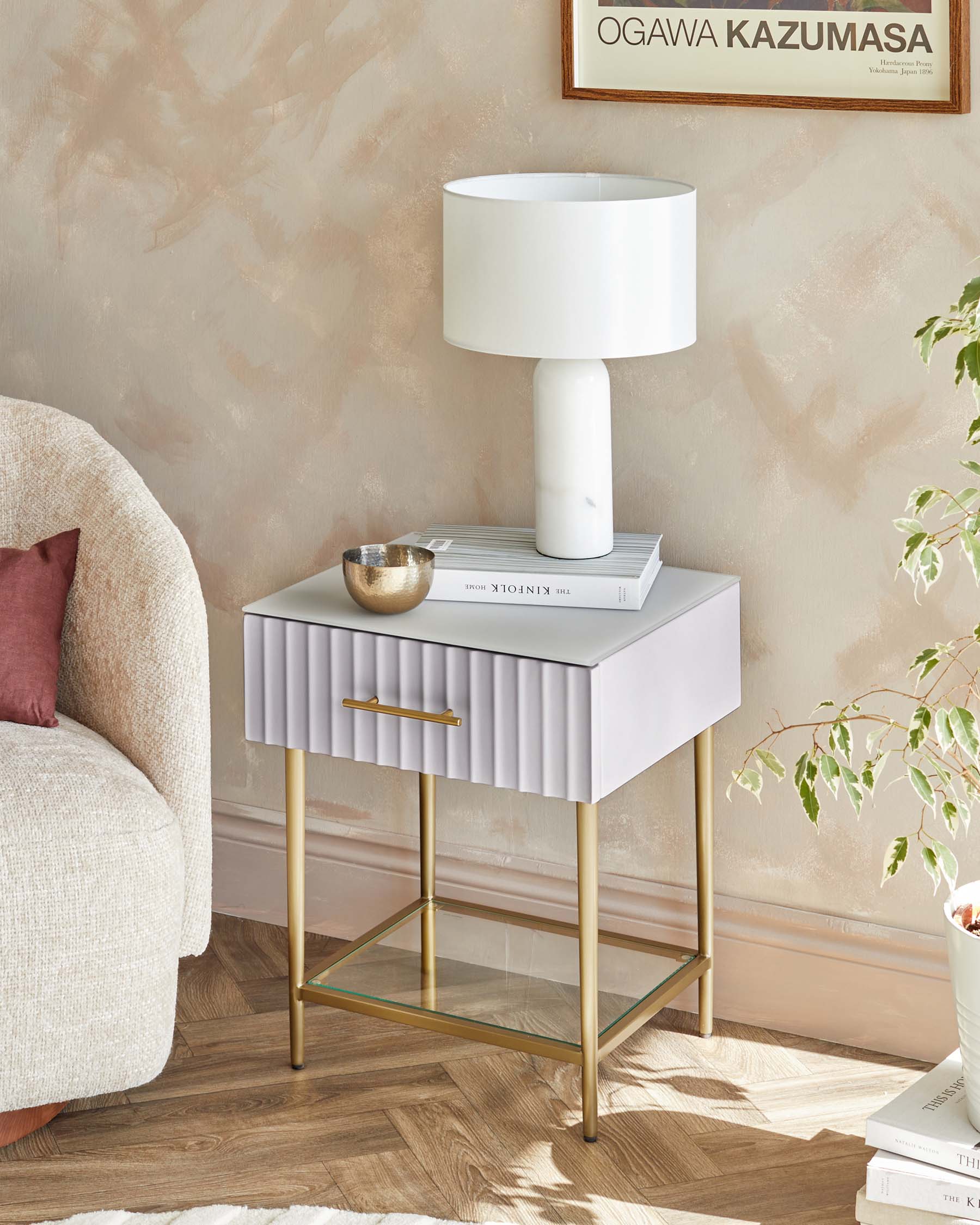 Albury Light Grey Bedside Table with single drawer