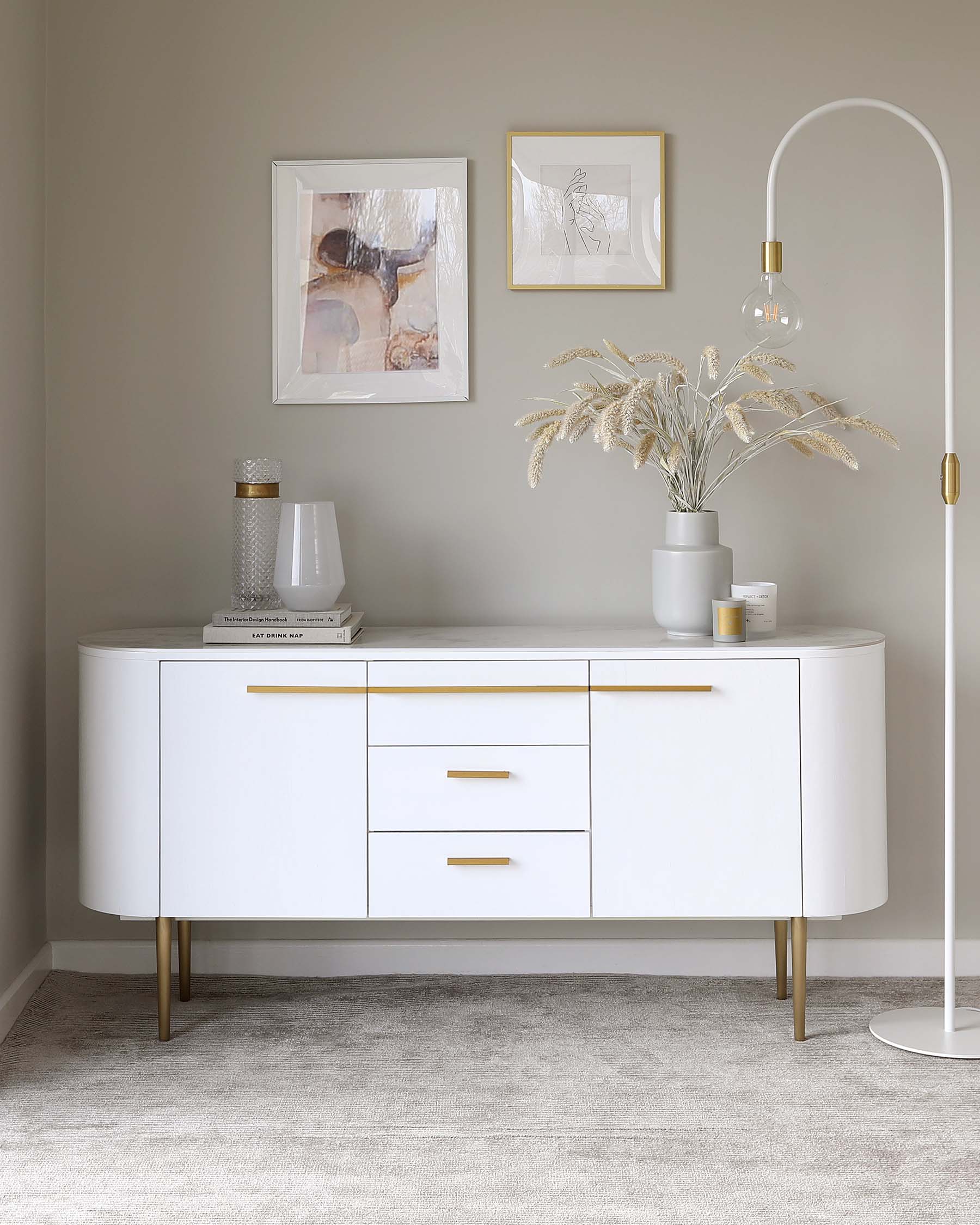 Manhattan White Oak and Marbled Ceramic Large Sideboard