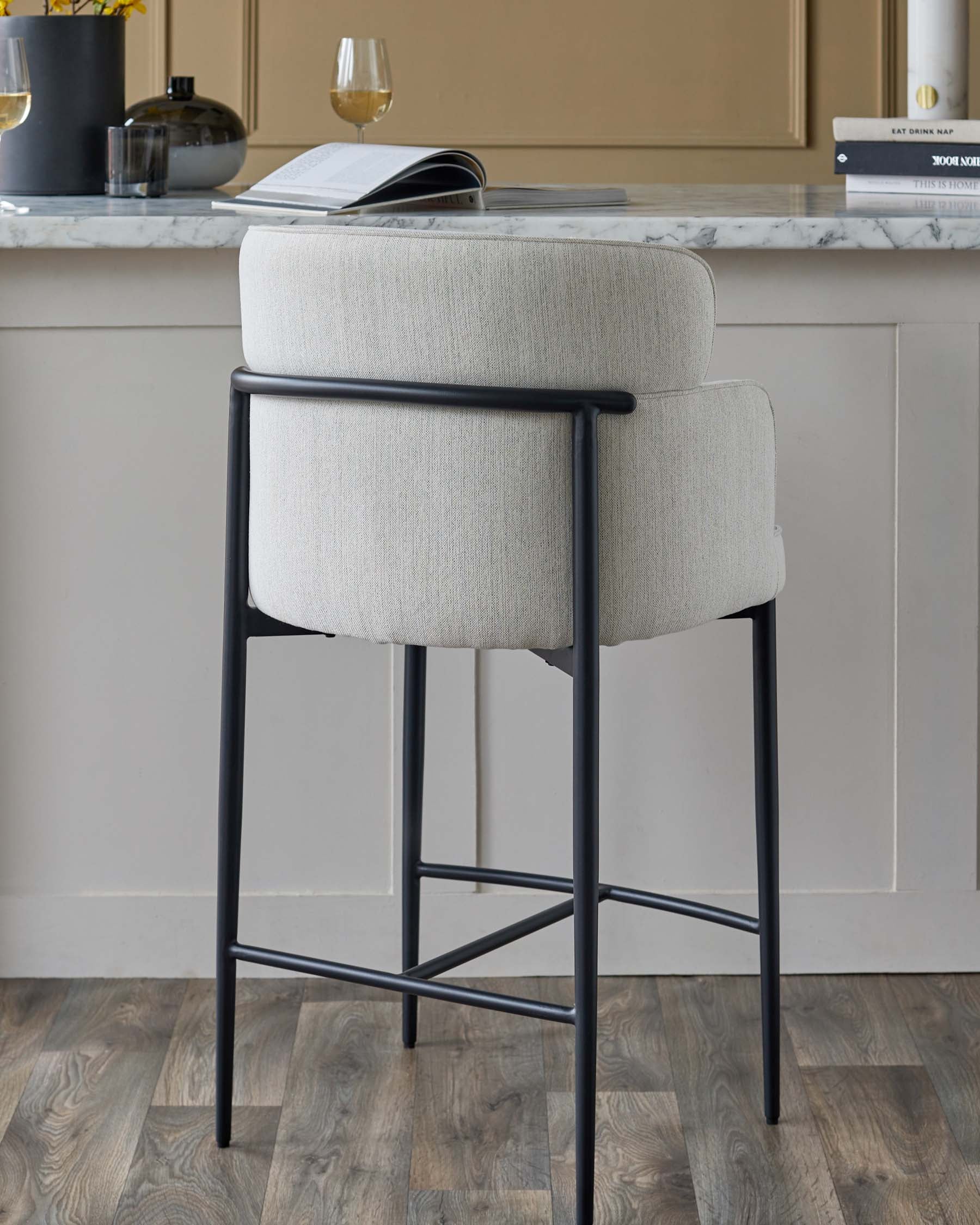 Felix ivory dual tone fabric bar stool - Danetti