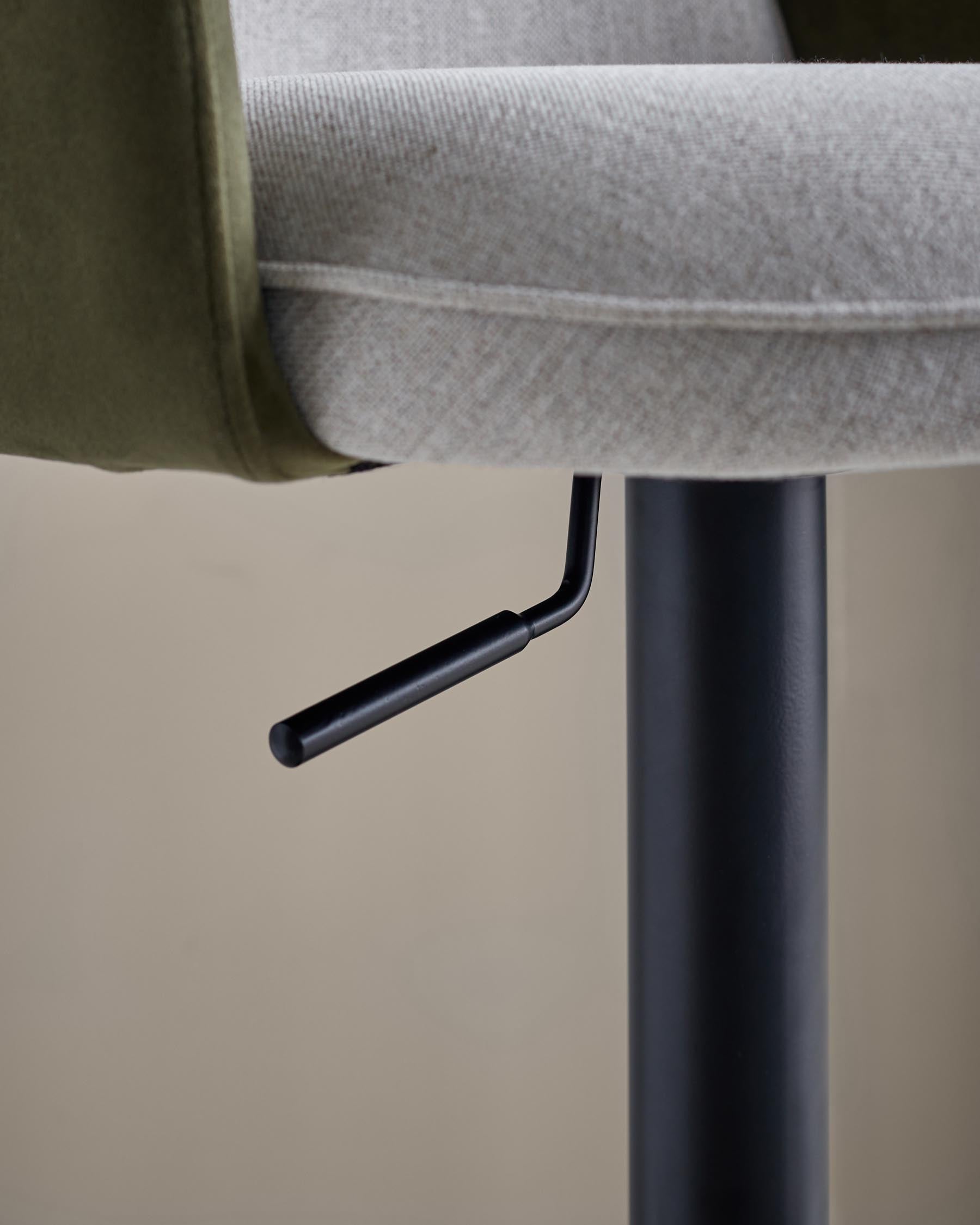 Wren natural fabric and olive green velvet gas lift bar stool