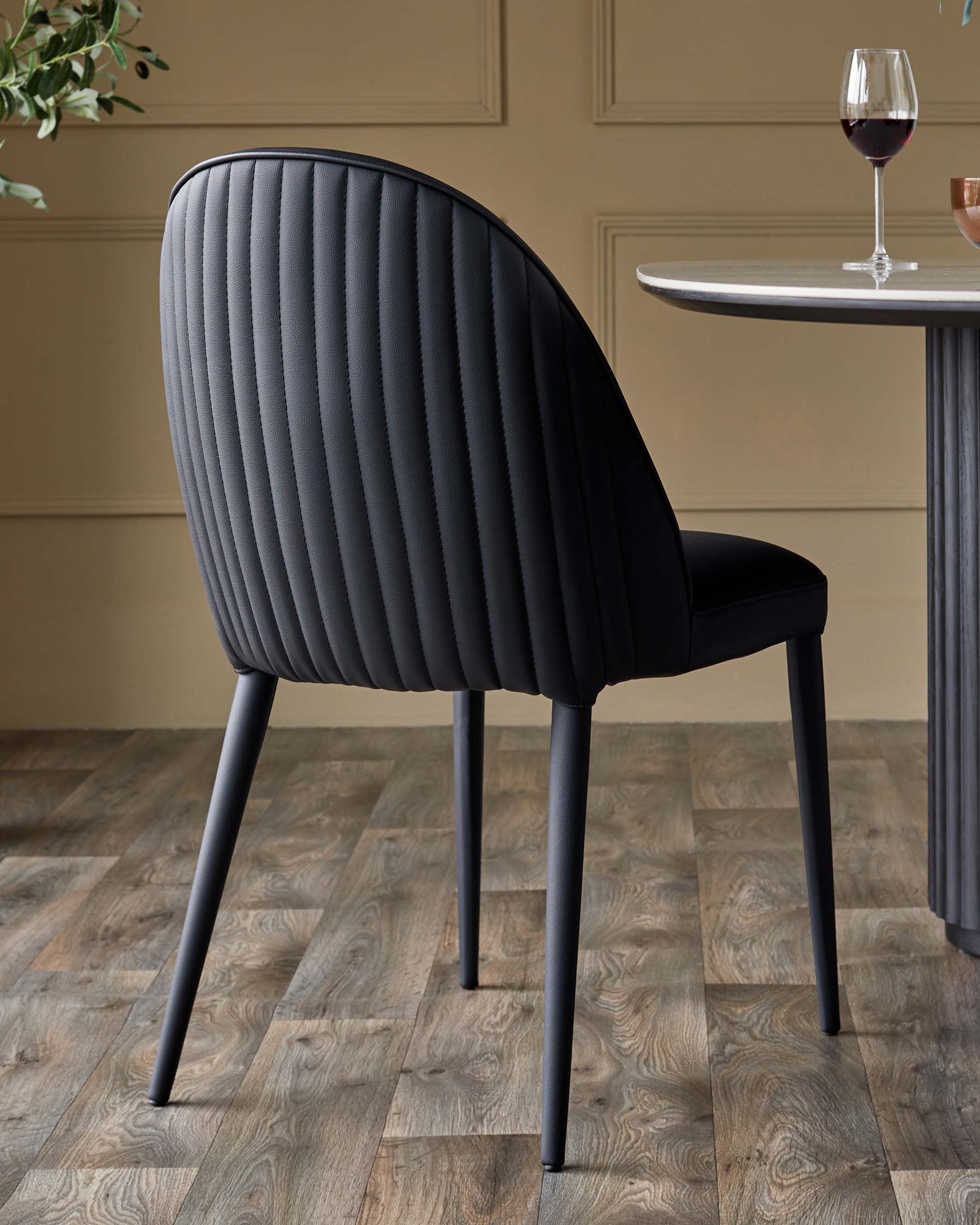 Saylor black faux leather dining chair