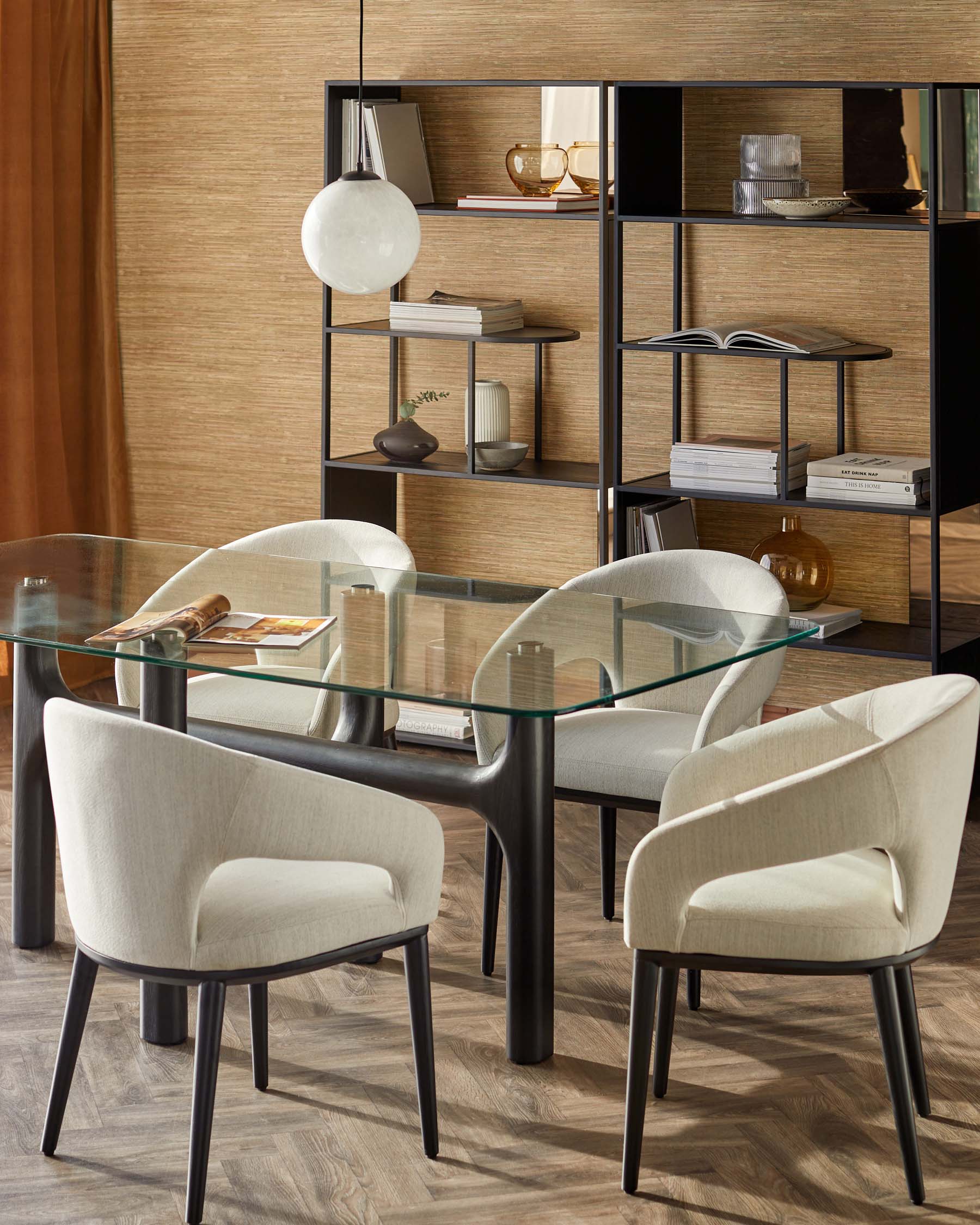 Brixton 6 seater table and 6 Heath ivory dining chairs set