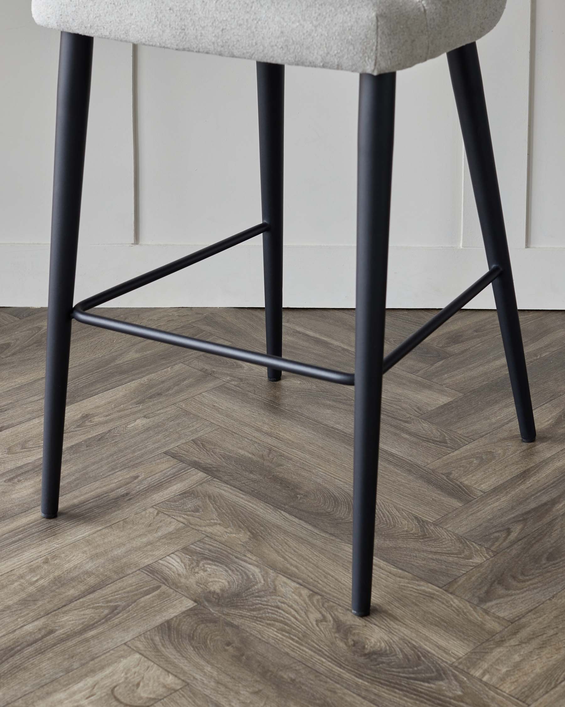 Lani Light Grey Boucle and Black Metal Bar Stool
