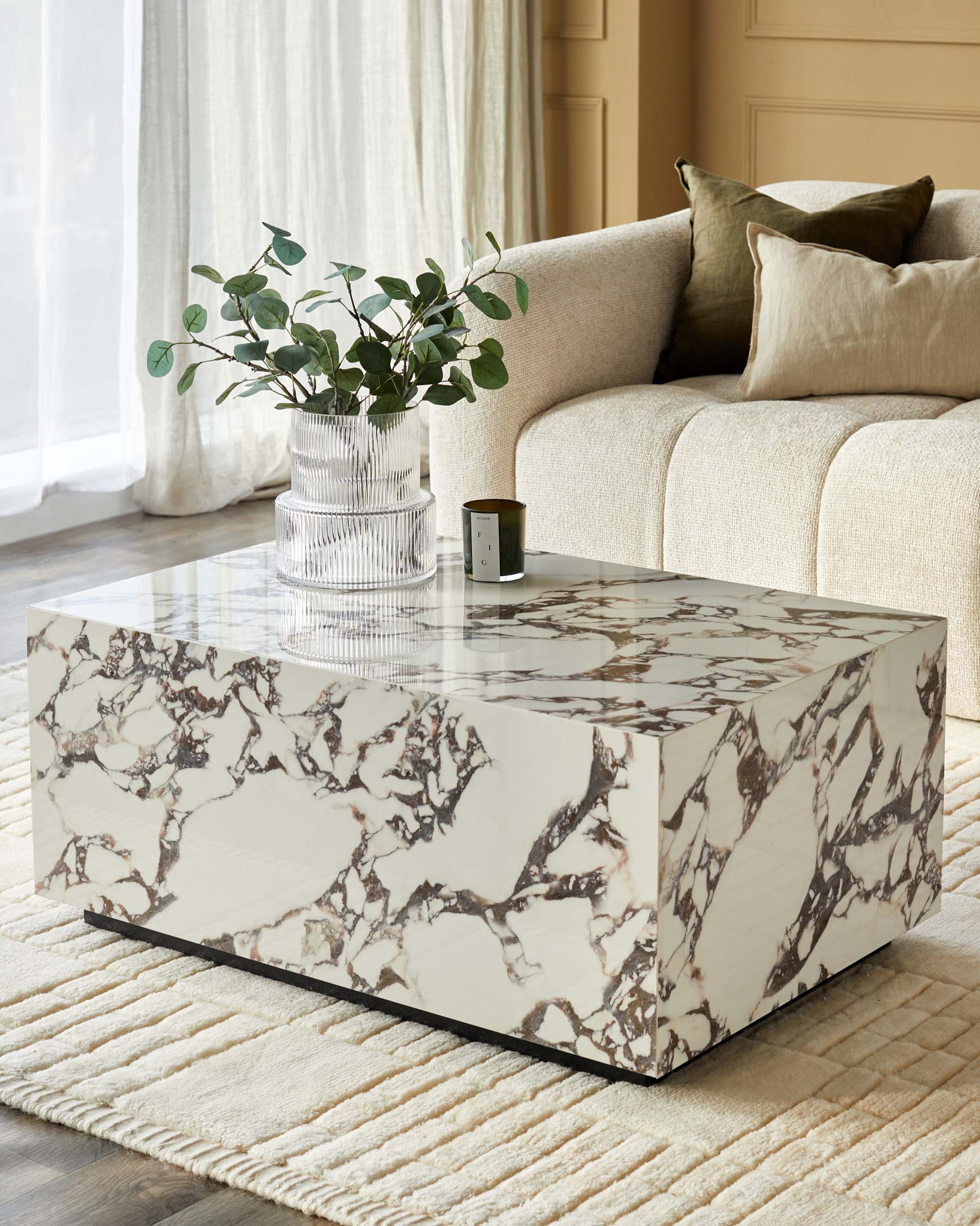 Russo white calacatta ceramic coffee table