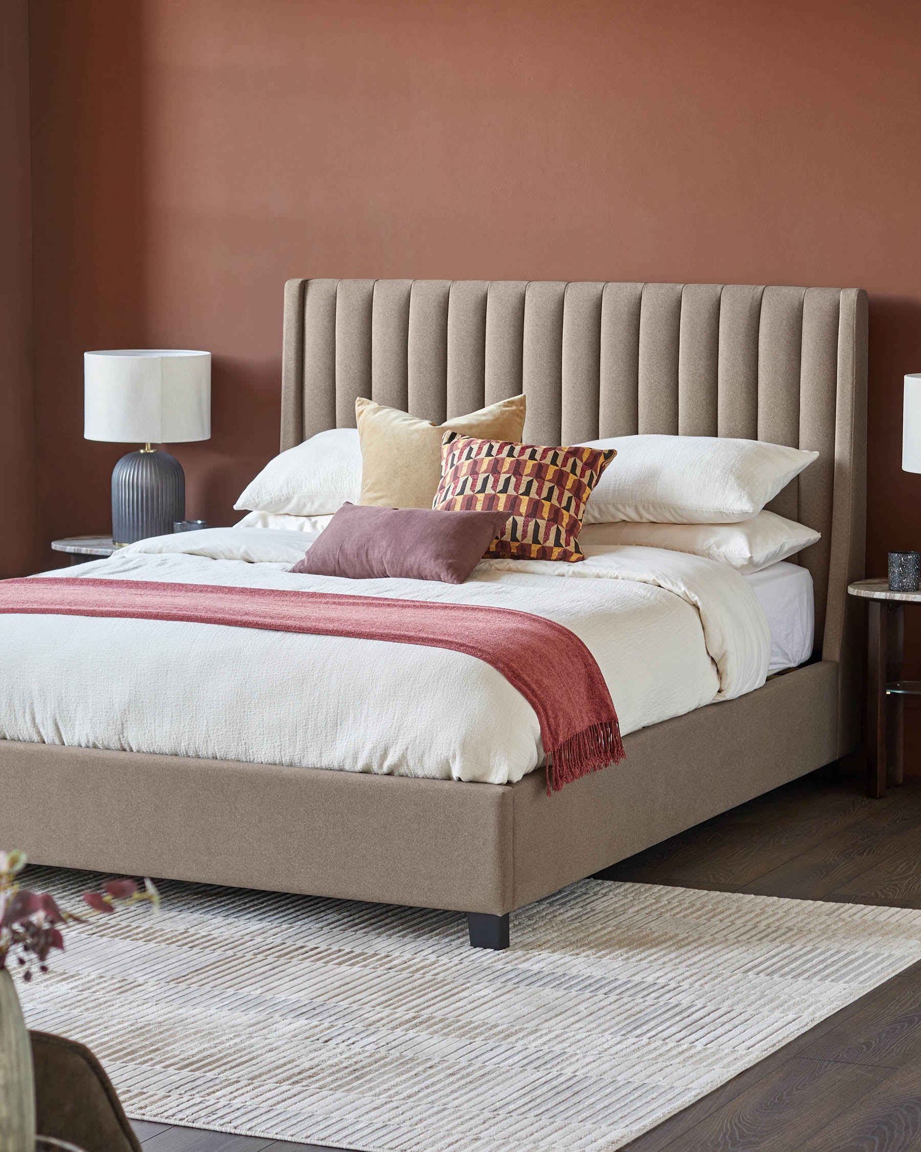 Amalfi mocha fabric king size ottoman storage bed