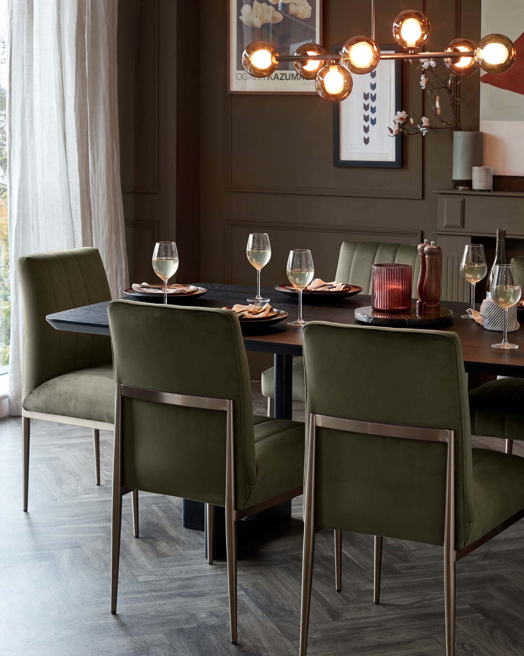 Kendra olive green velvet dining chair