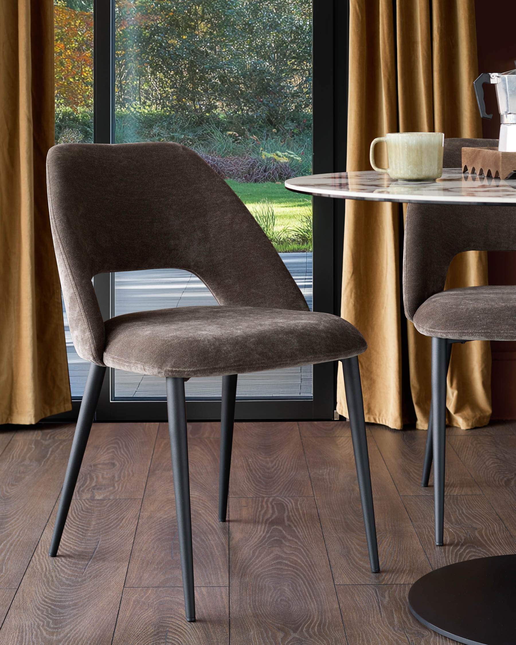 Lottie mocha fabric dining chair