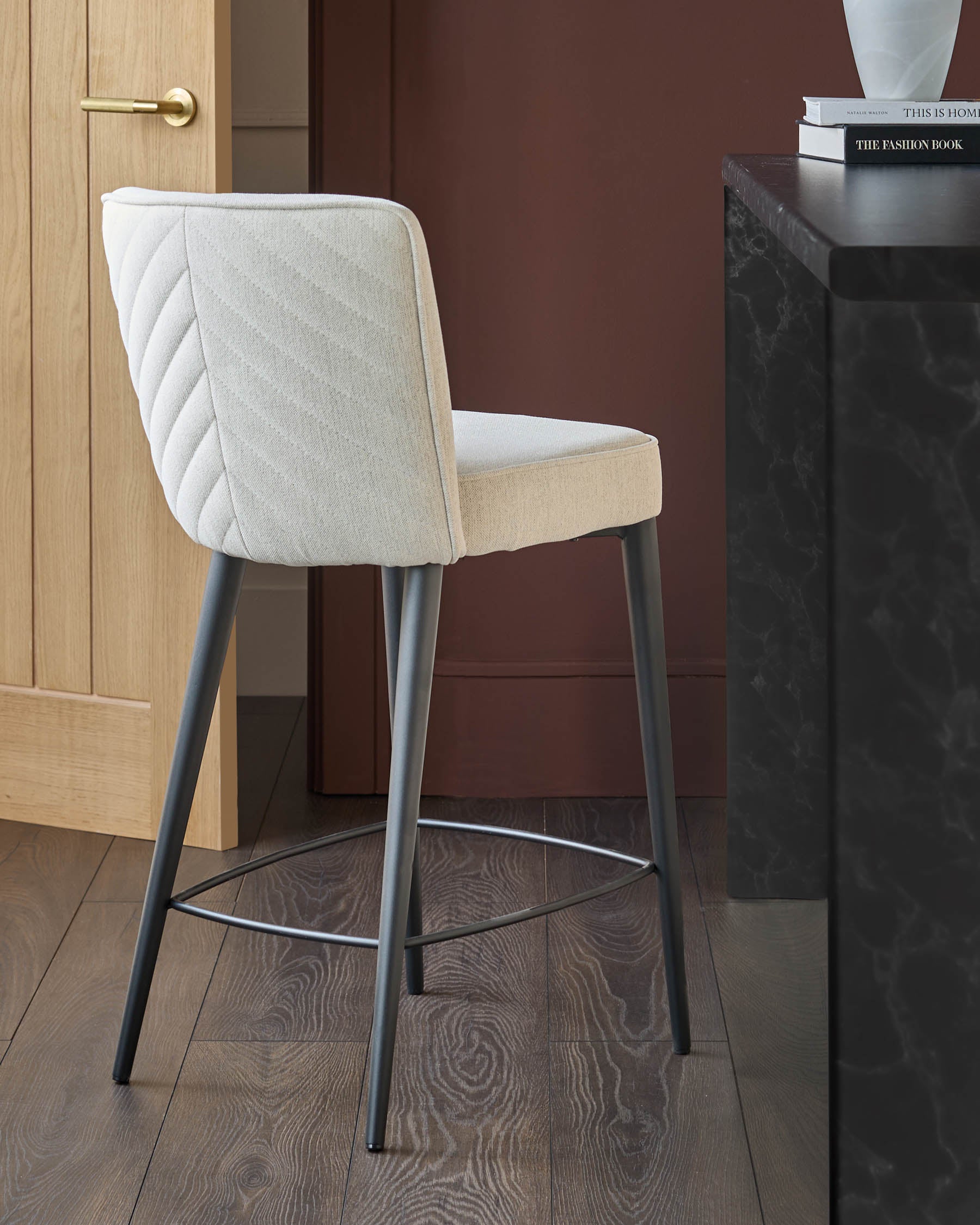 Serena ivory dual tone fabric bar stool