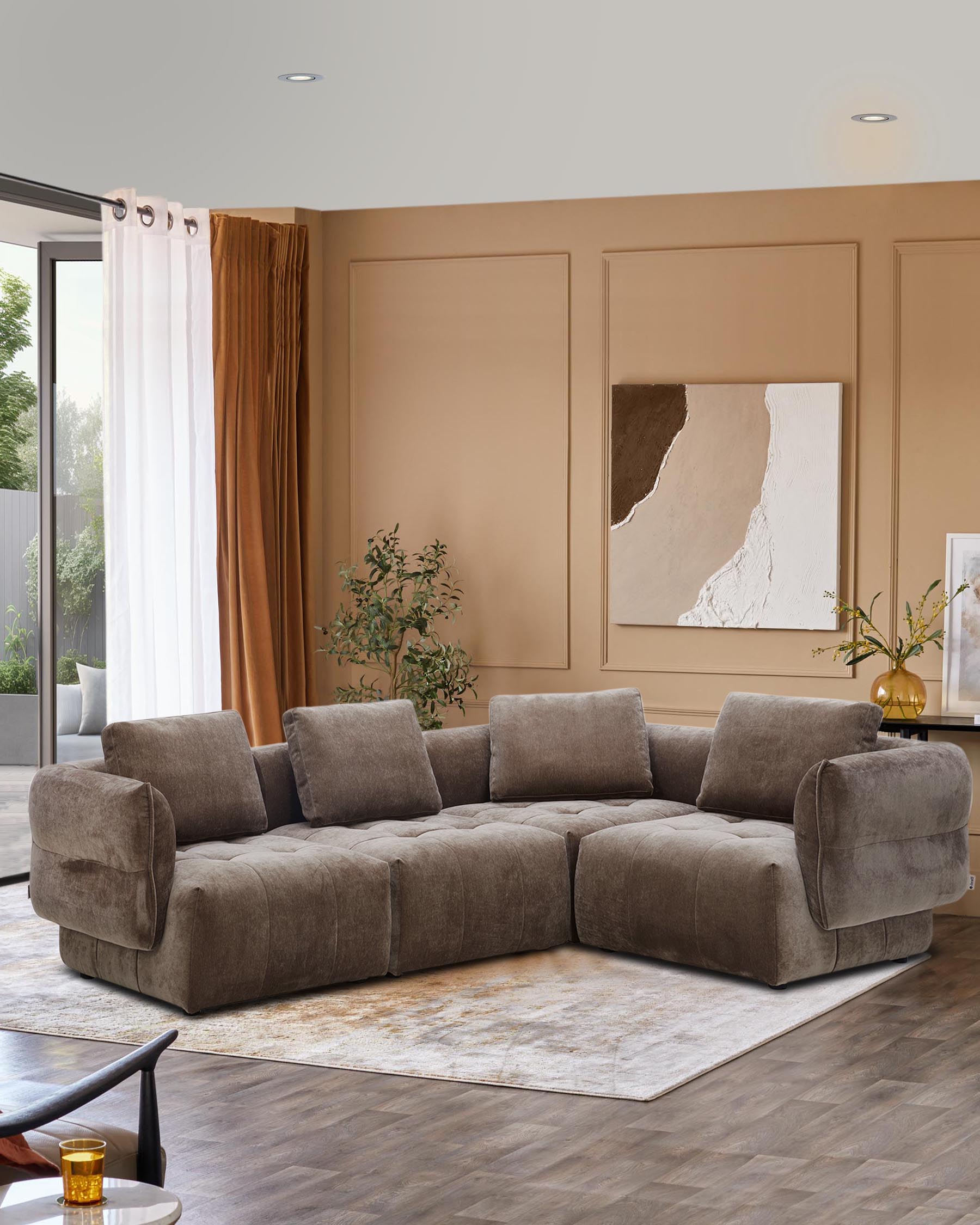 Lillian mocha fabric small corner sofa