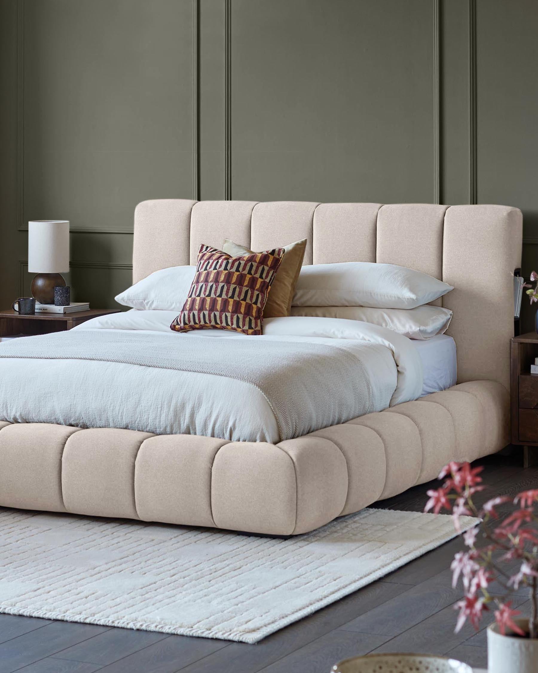 Lillian cream fabric king size ottoman storage bed