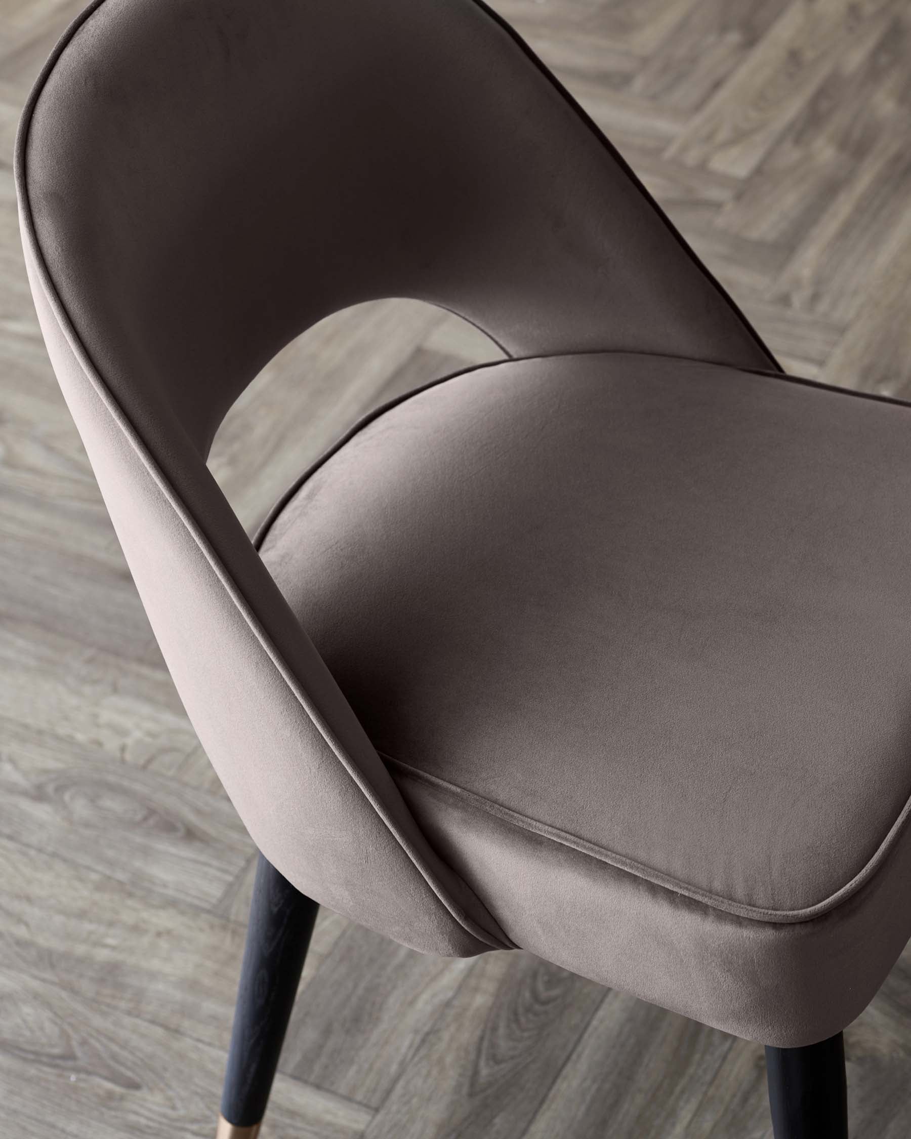 Clover Mocha Velvet Dining Chair With Bronze Legs